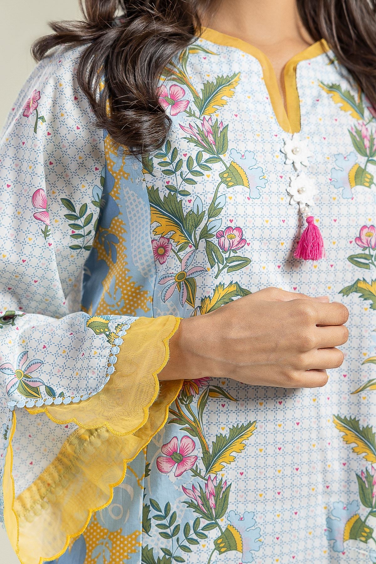 Printed Cambric Floral Cambric Kurta - 26-01-2E1-01TA-VG