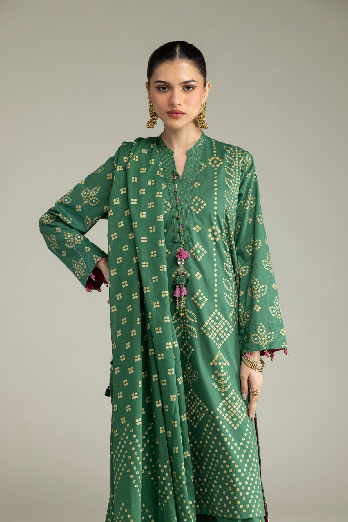 Embroidered Cambric Cambric 3-Piece Co-ord - 12-26-116-F-E-VG
