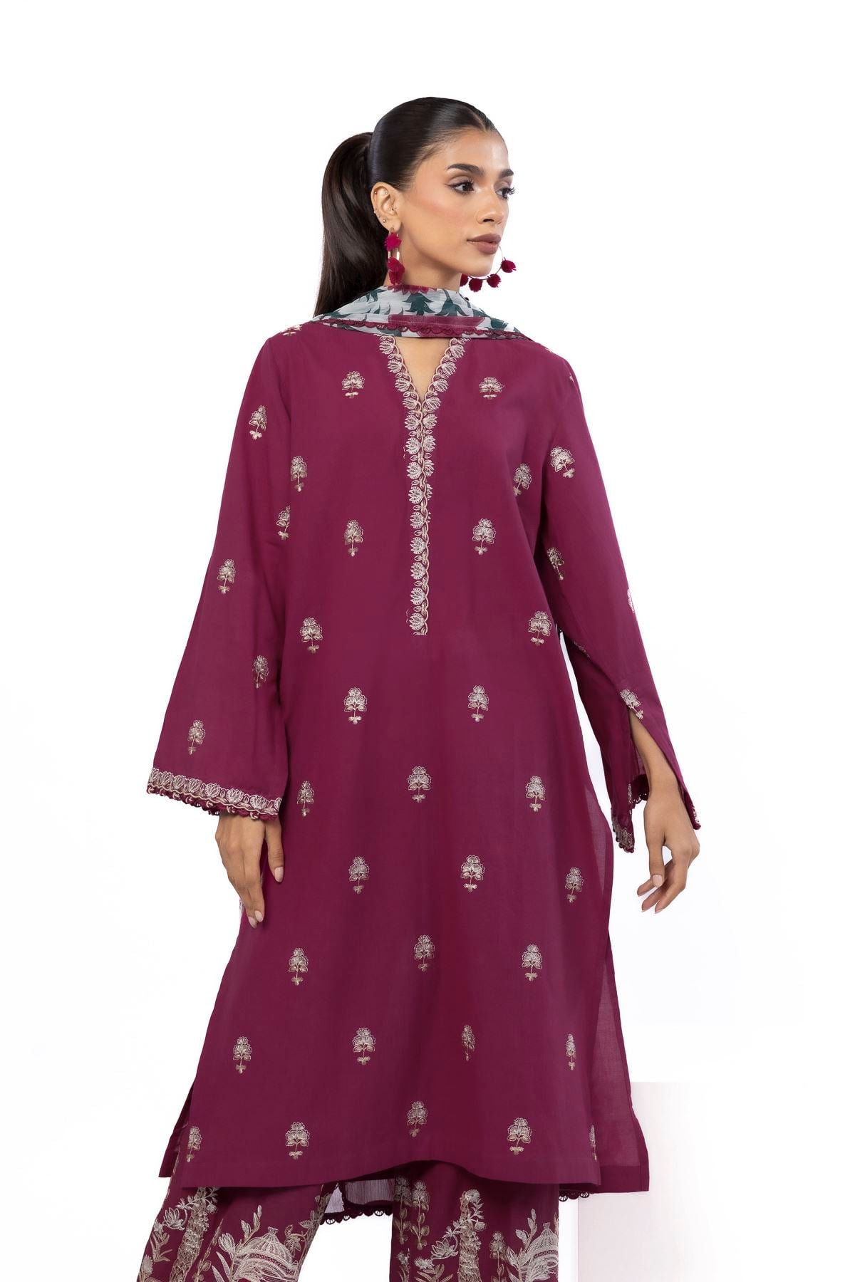 Embroidered Cambric Fabrics 3 Piece - 1001908426