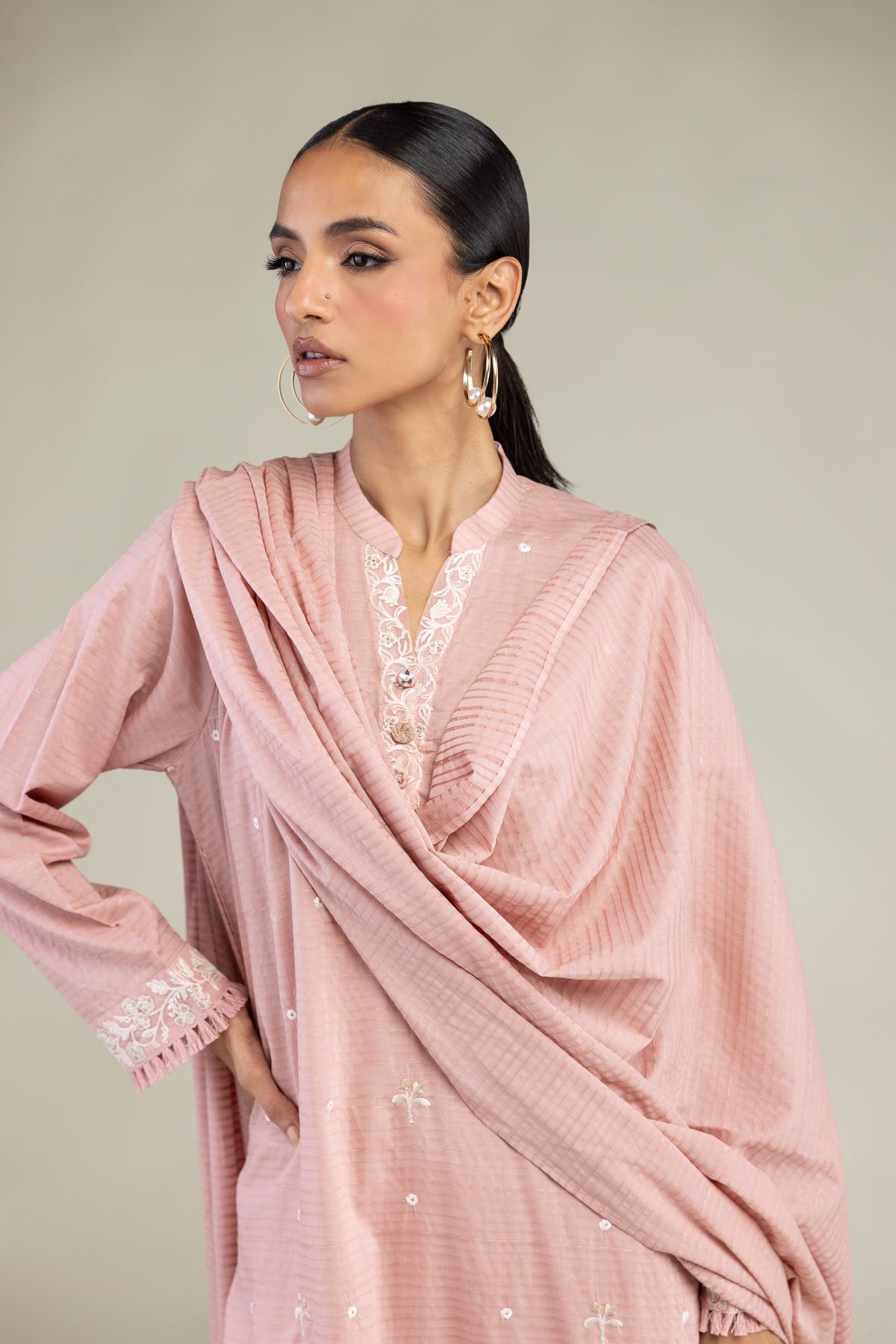 Embroidered Messuri Dobby Messuri Tailored 3-Piece - T-CHD09B-R-VG