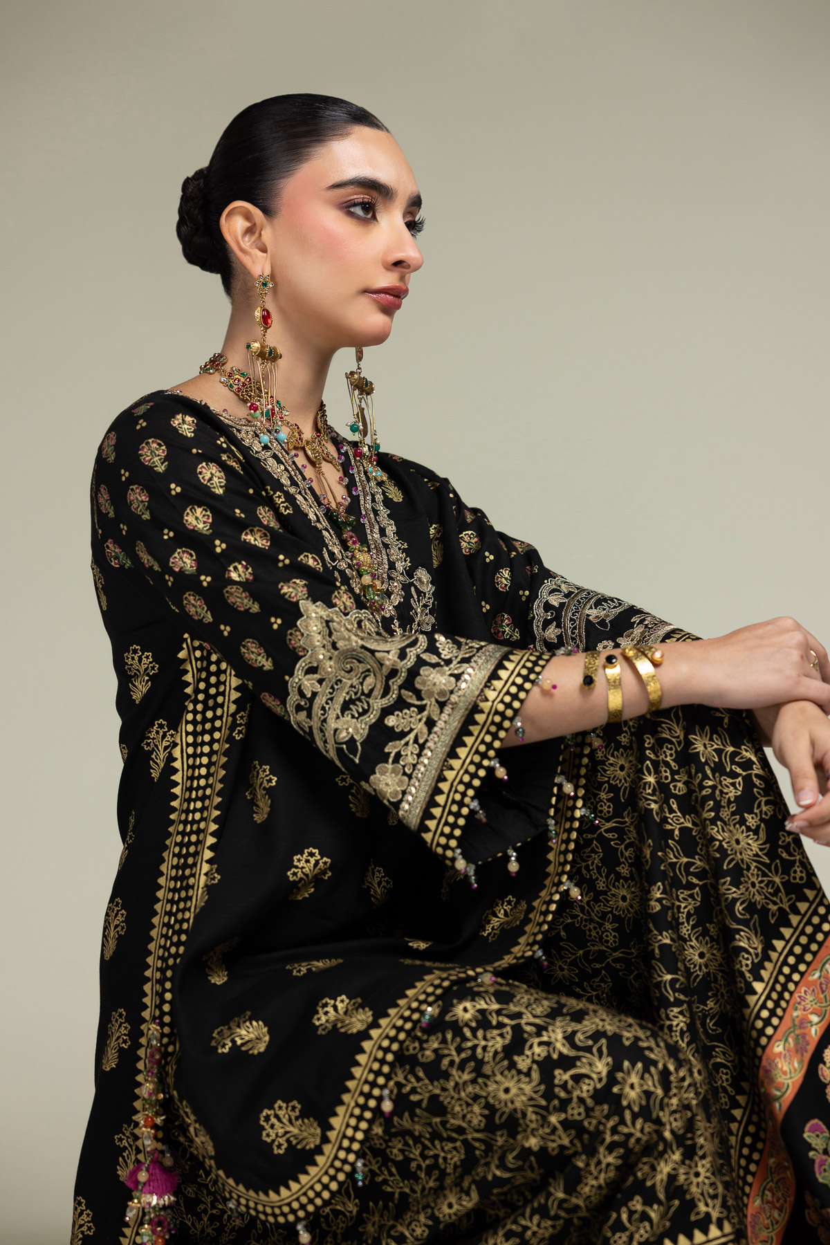Embroidered Raw Silk 2-Piece Set - 8-26-303-A-C1-VG