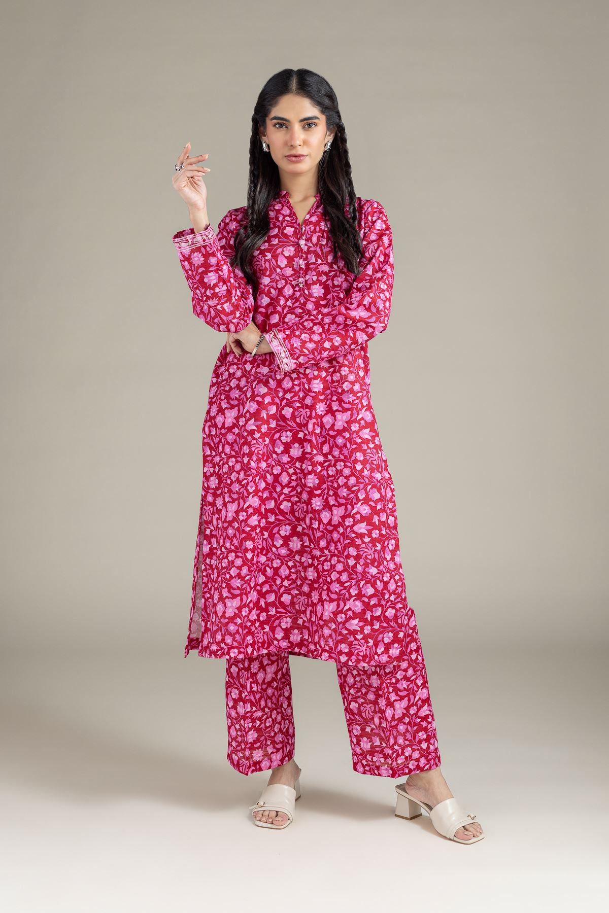 Embroidered Textured Cotton Kurta - 25-04EX18-03TA-VG