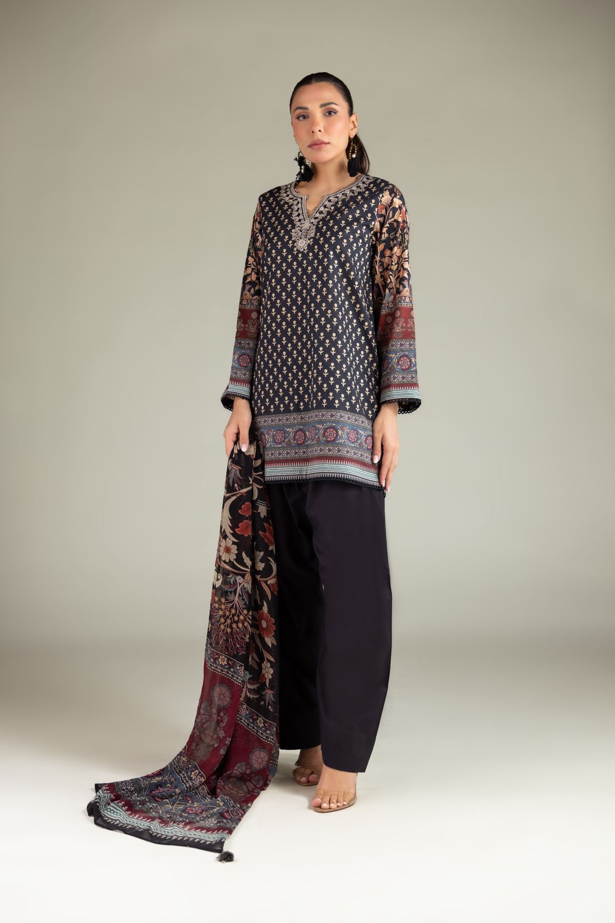 Embroidered Cotton Dobby Cotton Tailored 3-Piece - T-A11-26-109FH1-VG