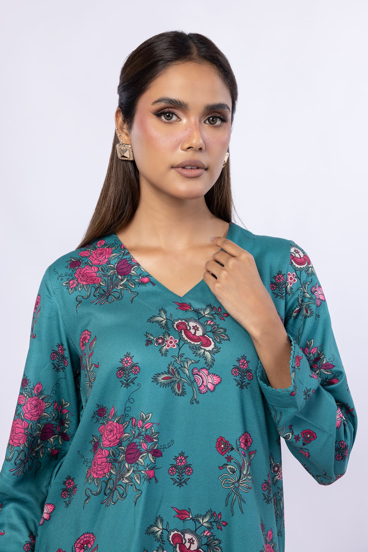 Printed Viscose Crepe Kurta - EST24183T-VG