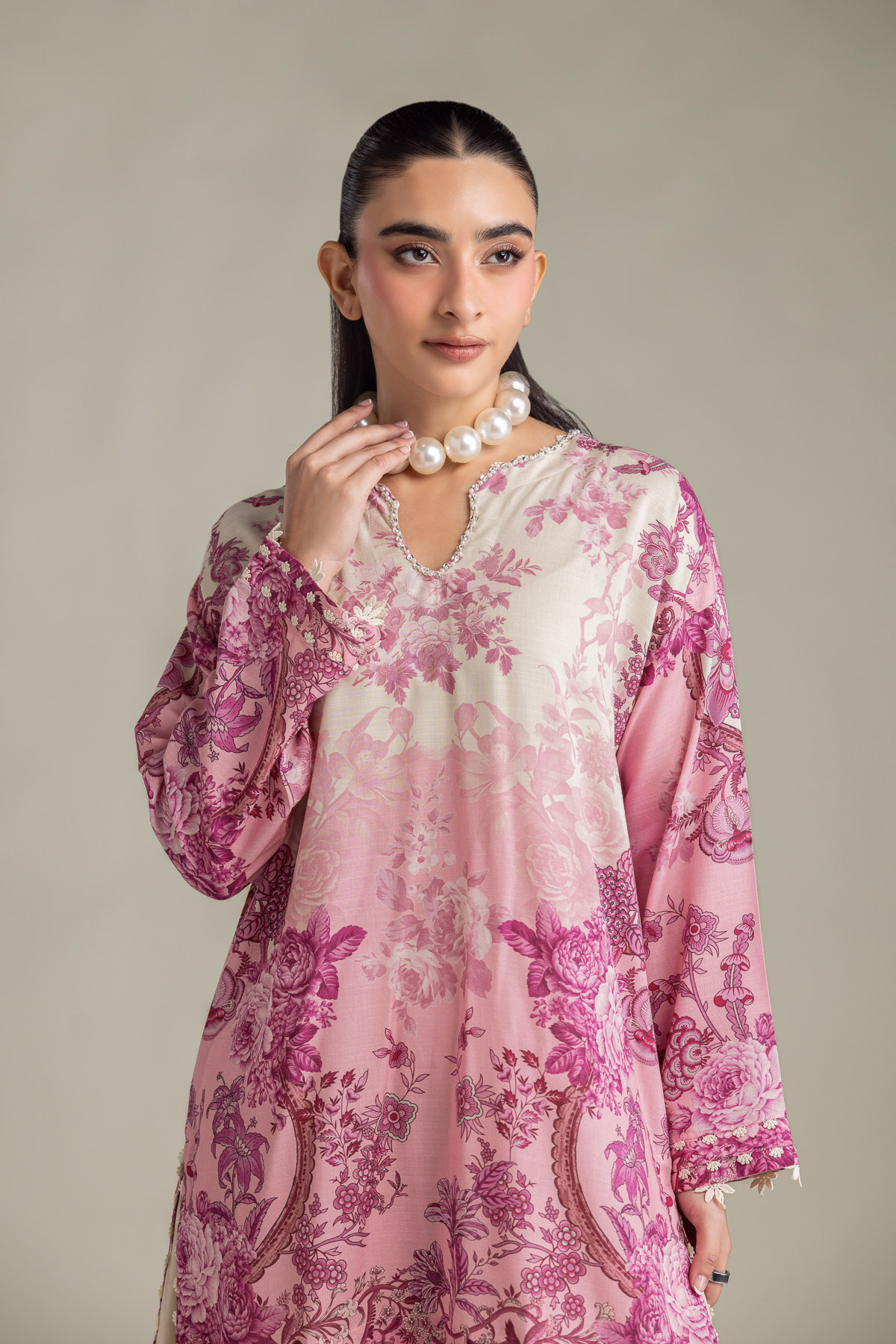 Printed Raw Silk Floral Silk Kurta - 2-26-202-A-D-VG