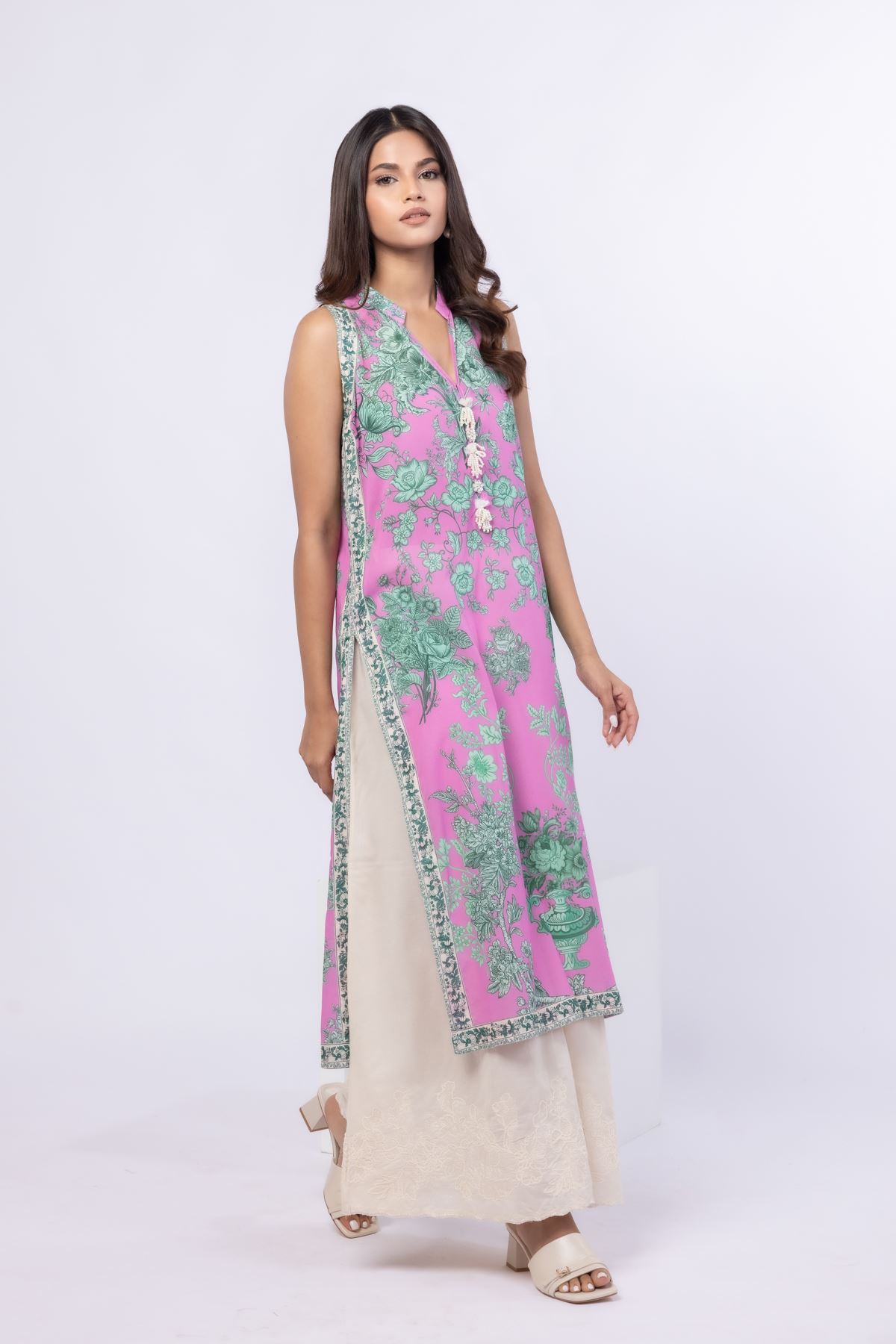 Printed Swiss Voile Kurta - 25-10-11E8S-08SB-VG