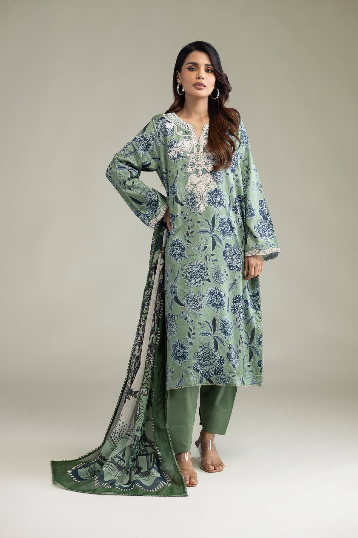Embroidered Lawn Fabrics 3 Piece - 1-26-102-A-F-VG