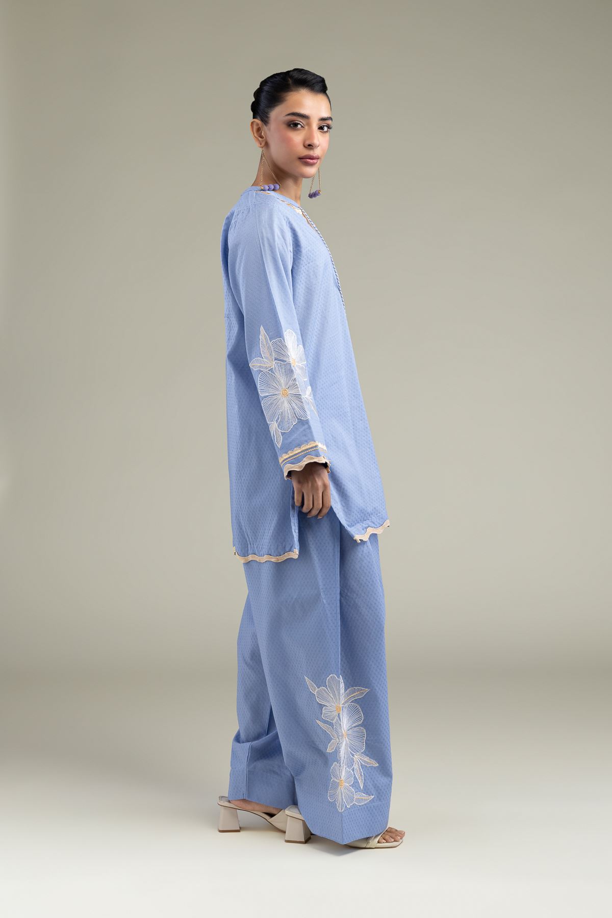 Embroidered Cotton Dobby Blue Cotton Shalwar - 1-26-211-A-G1-VG