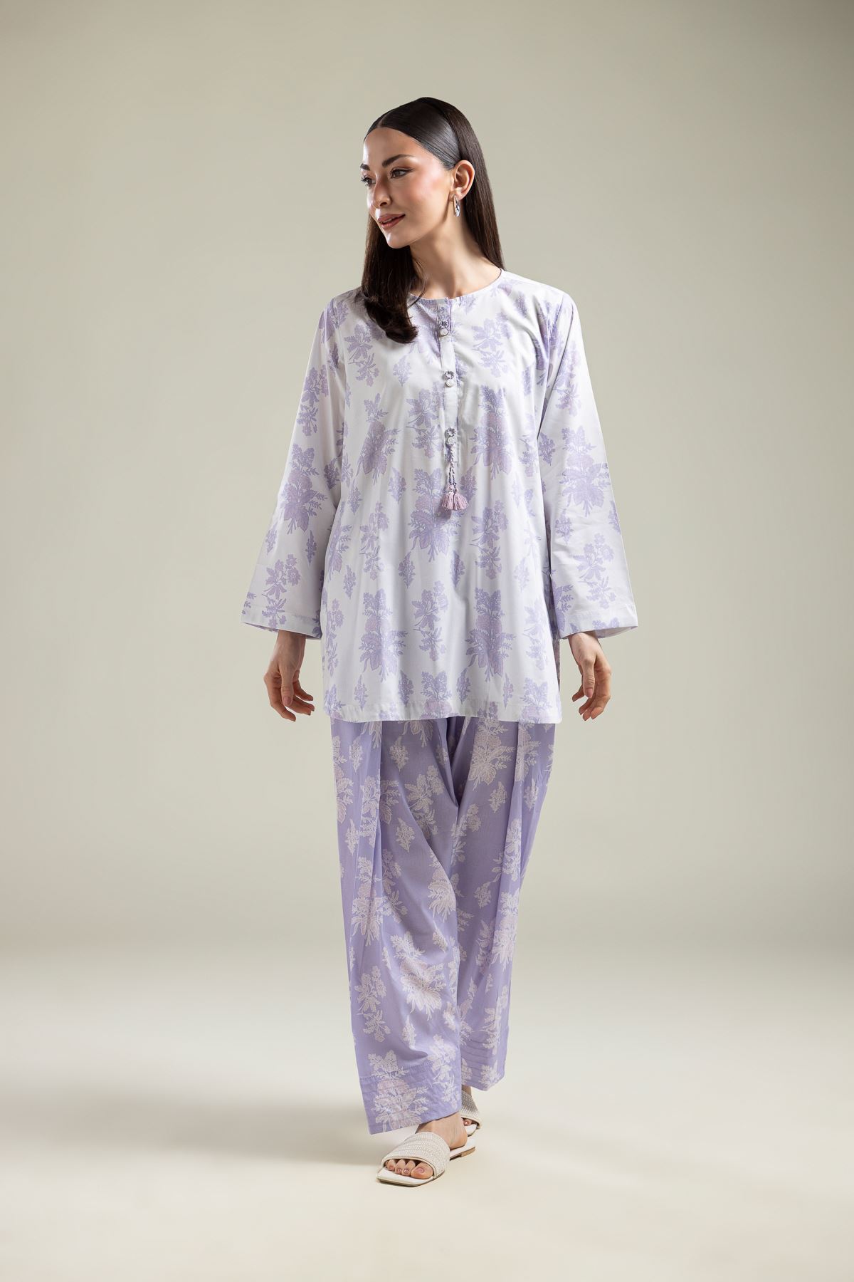 Printed Cotton Viscose Floral Spring Shalwar - 1-26-135-A-A-VG