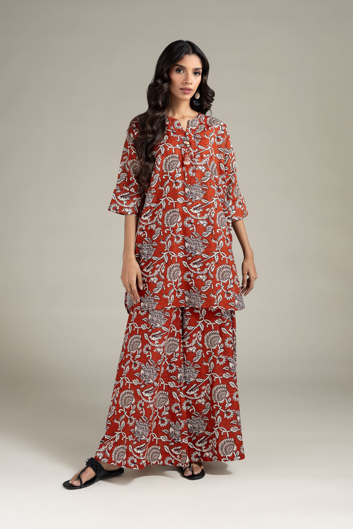 Printed Textured Cotton Kurta - 25-10-12E7-04TA-VG