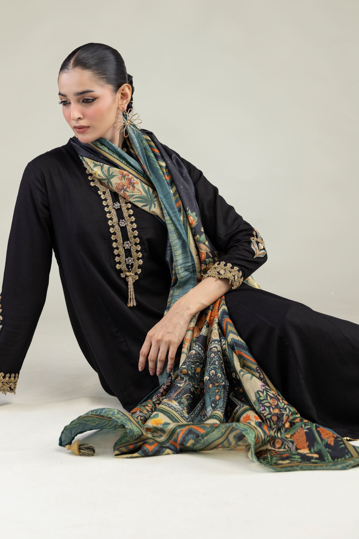 Printed Polyester Silk Floral Silk Dupatta - 2-26-203-A-A1-VG