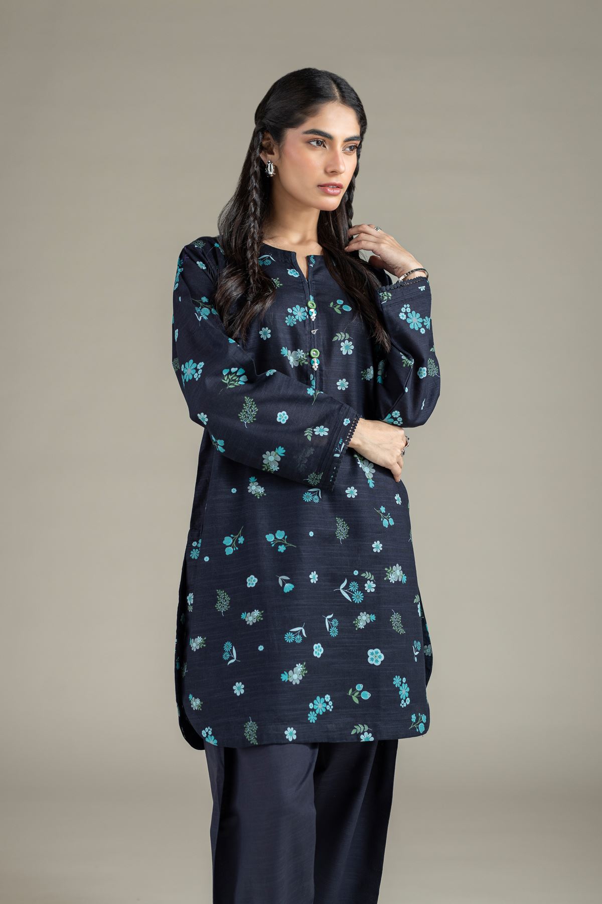 Printed Khaddar Kurta - OTD4-EX22-10TA-VG