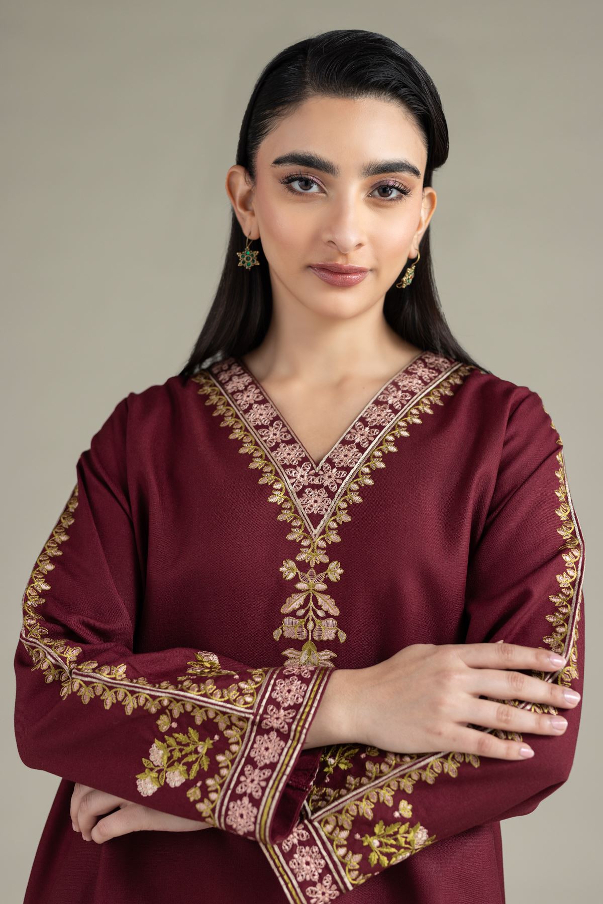 Embroidered Heavy Blended Viscose Kurta - 25-10-12E5-09TA-VG