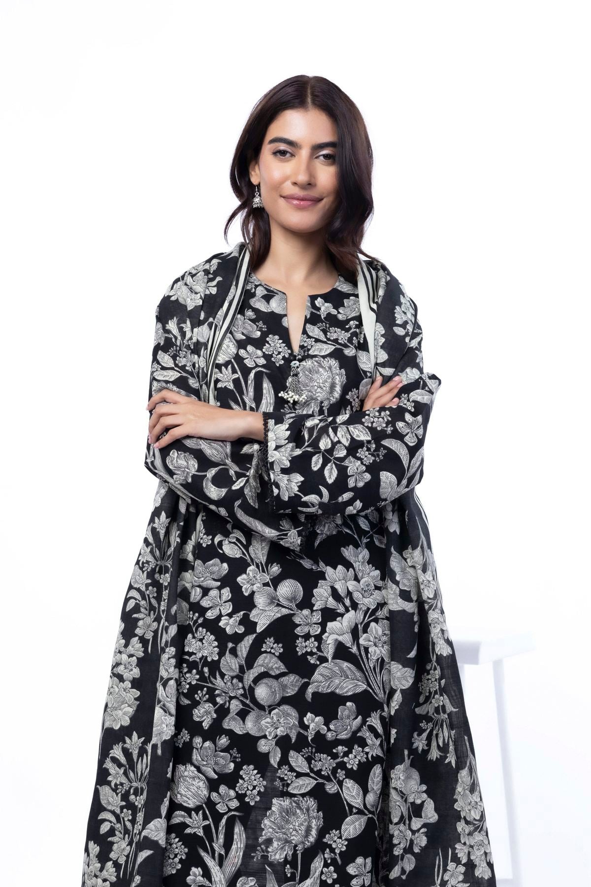 Printed Light Khaddar Fabrics 3 Piece - LKN72B-VG