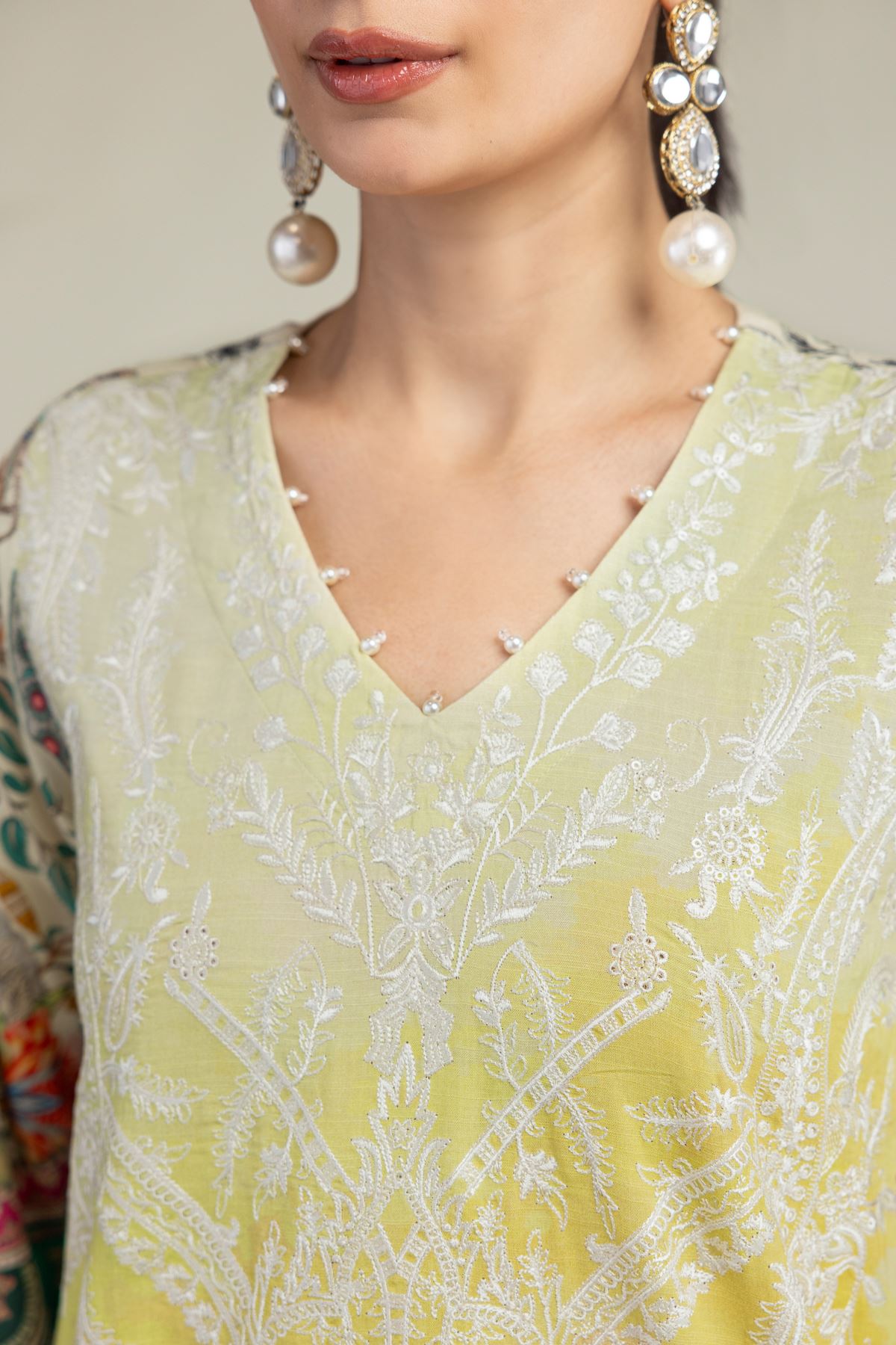 Embroidered Raw Silk Short Floral Kurta - 2-26-212-A-A1-VG