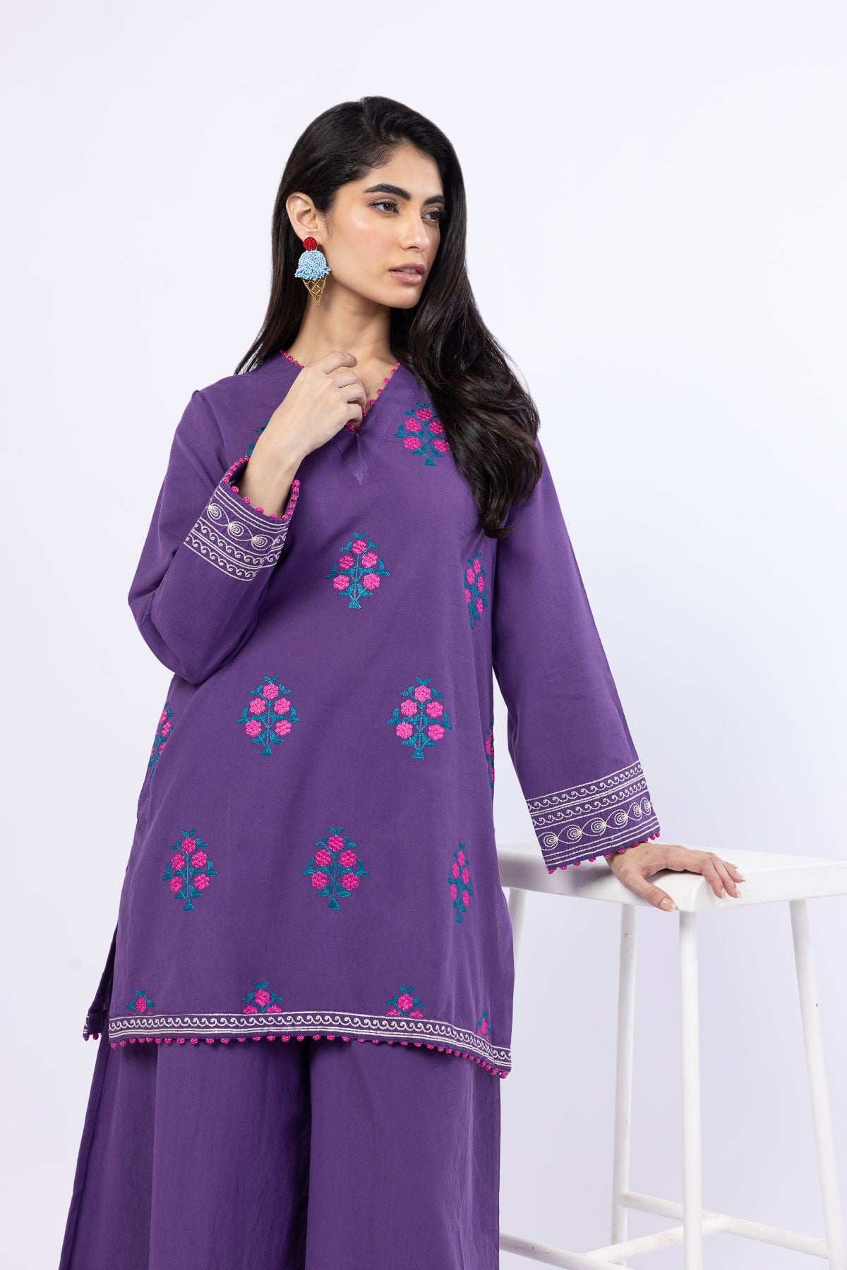 Embroidered Handwoven Cotton Kurta - 25-09-11E14-08TA-VG
