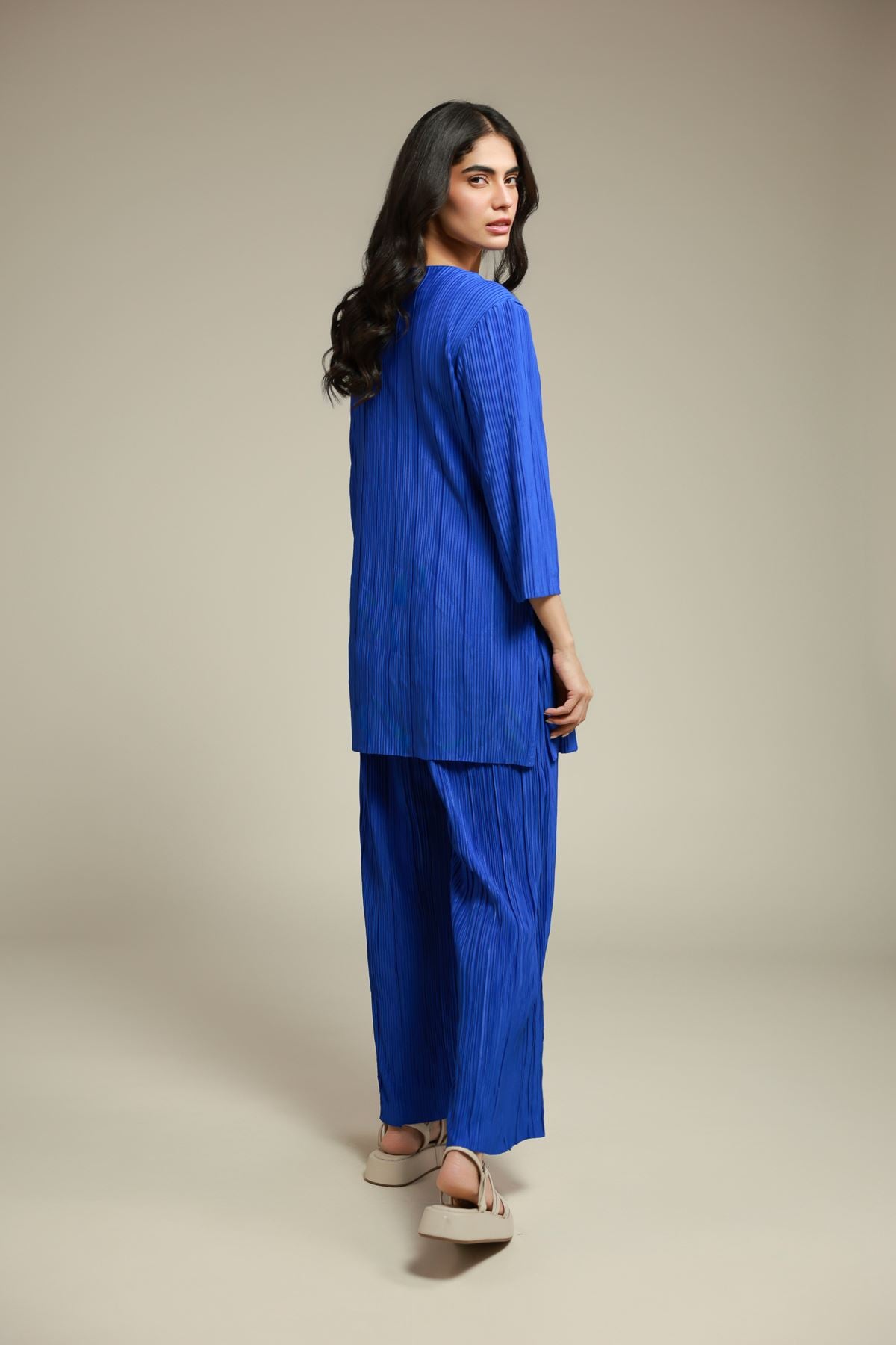 Dyed Blended Crinkle 2 Piece Co-ord Set | Top and Bottom - 25-11-12S2-10TA-VG