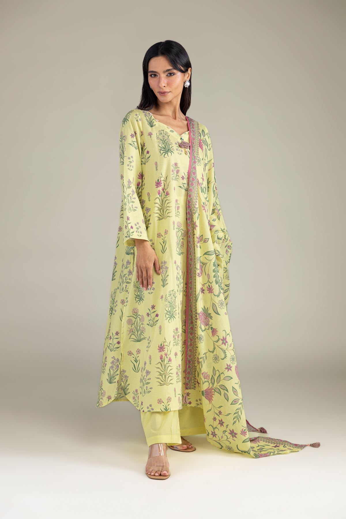 Printed Lawn Floral Lawn Dupatta - 1-26-305-C-H2-VG