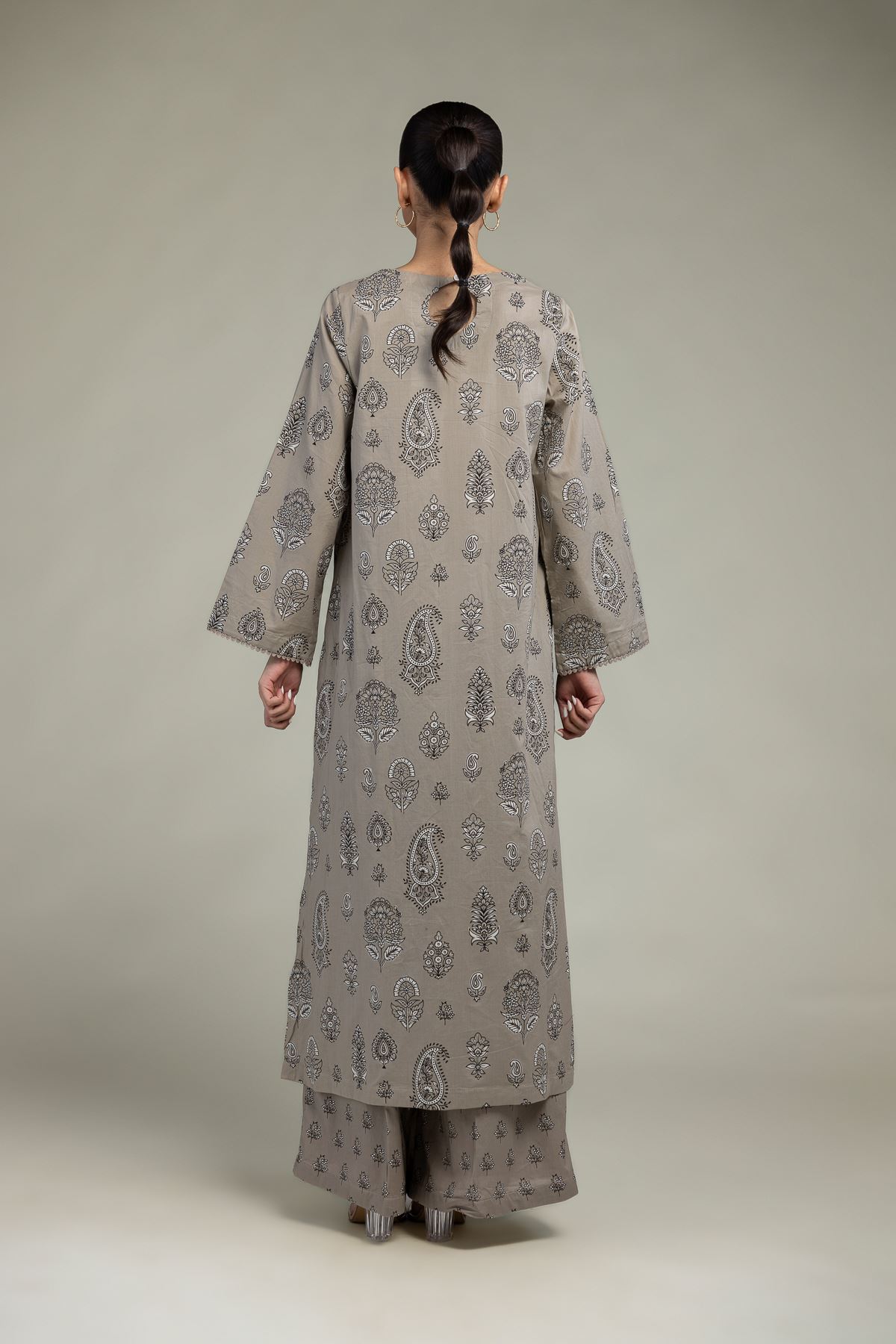 Printed Cambric Paisley Floral Kurta - 8-26-303-A-C1-VG