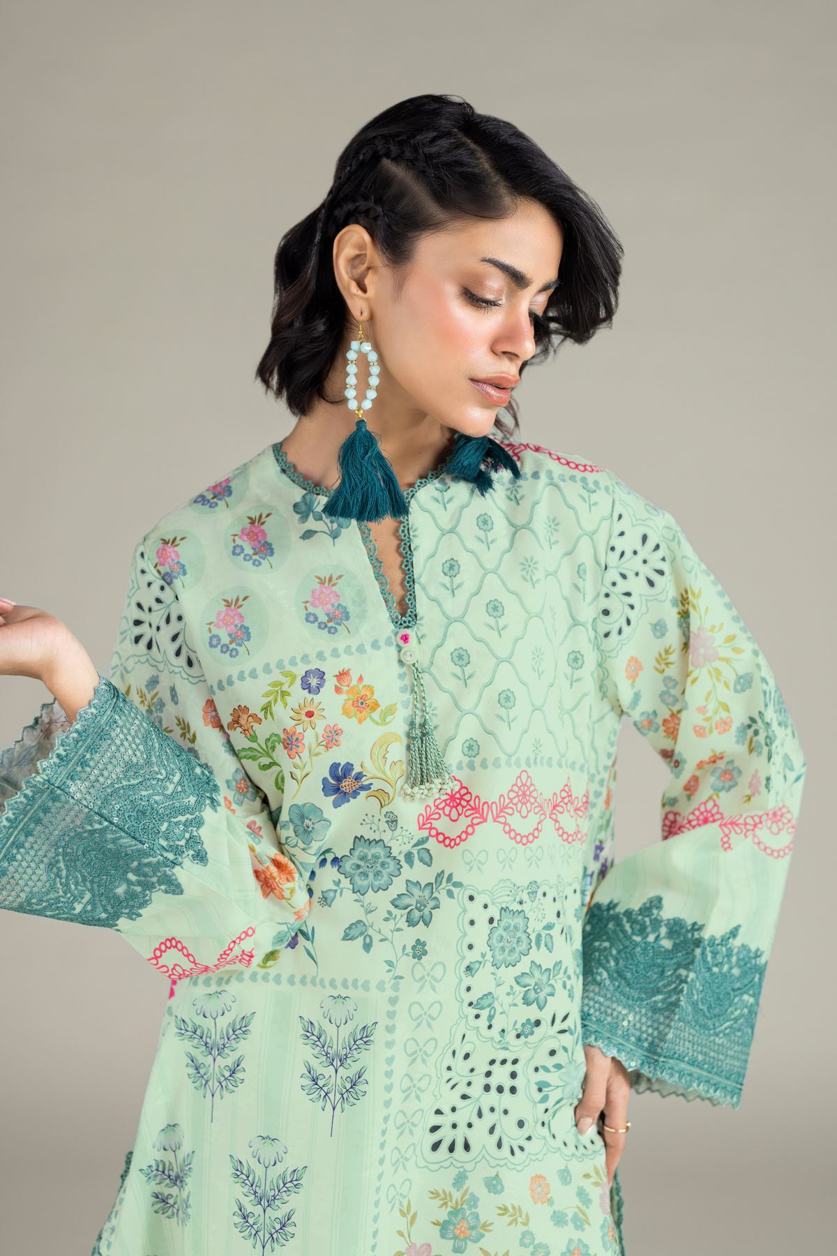 Embroidered Jacquard Floral Co-ords Outfit - T-A22-26-107FA-VG
