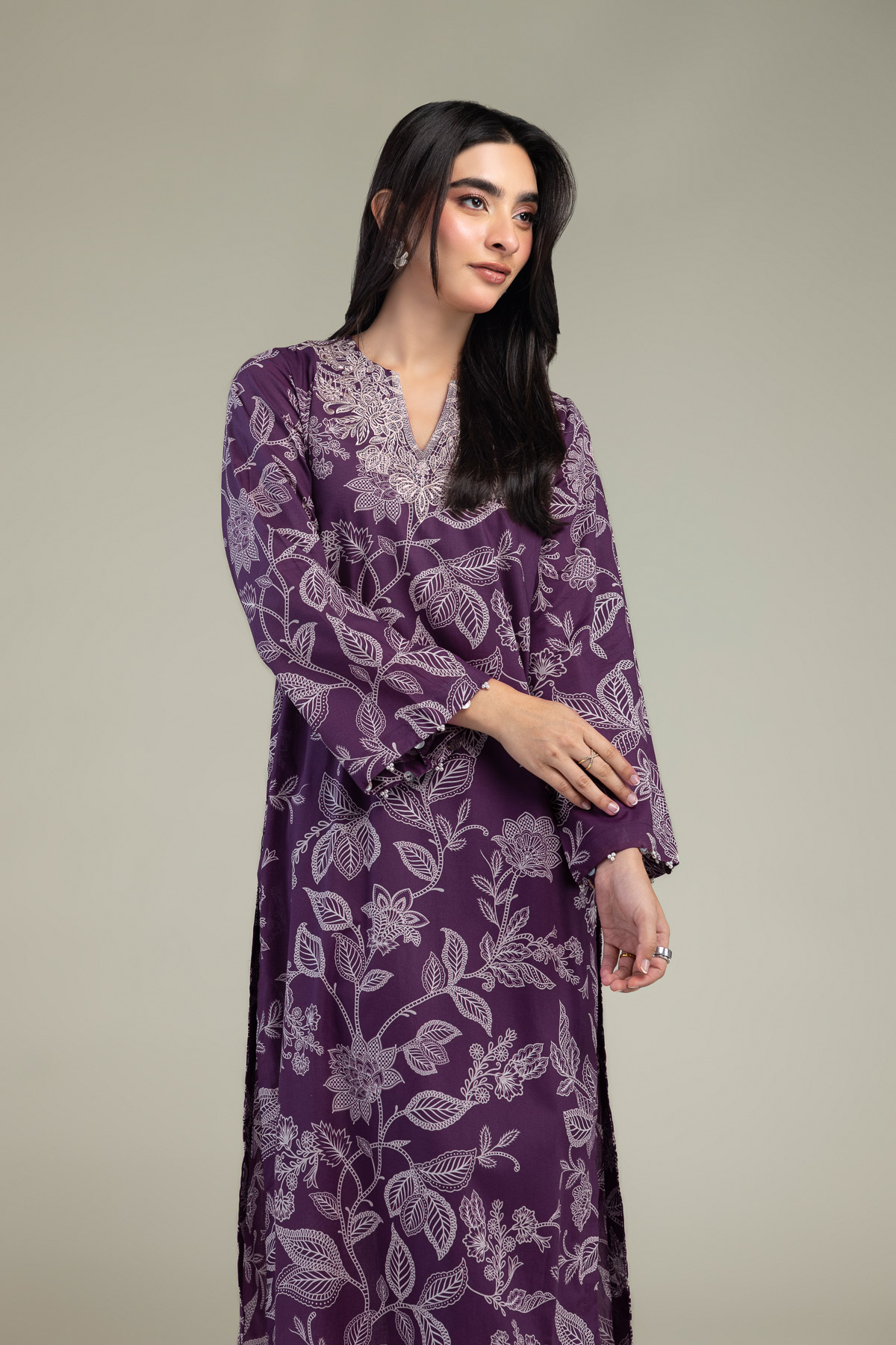 Embroidered Cambric Purple Cambric Kurta - 1-26-320-A-I2-VG