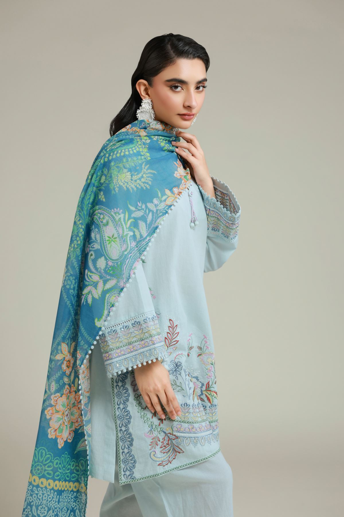 Embroidered Cambric Tailored 3 Piece - T-A33-26-109FA1-VG