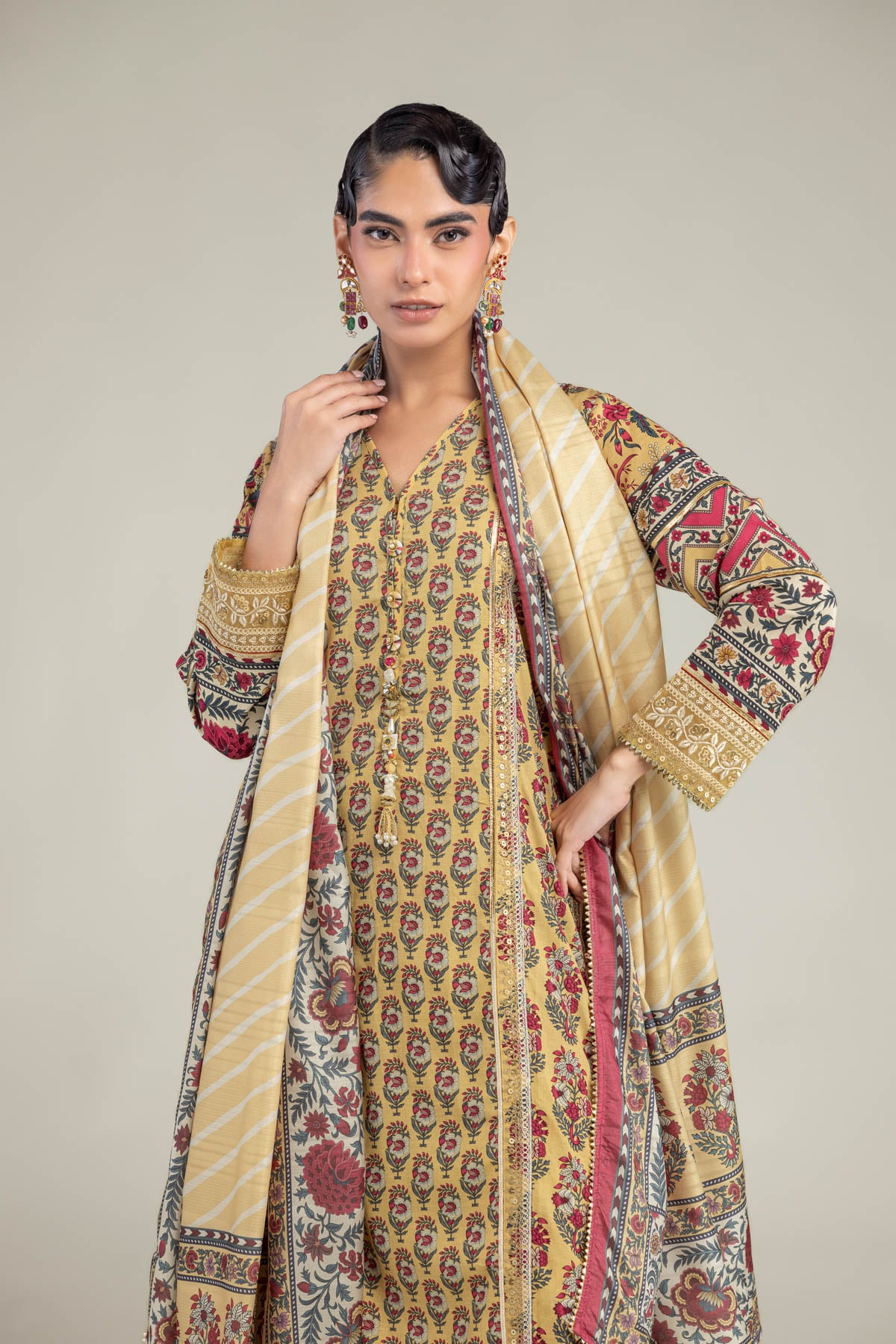 Embroidered Polyester Silk Polyester Silk Dupatta - 1-26-102-A-F-VG