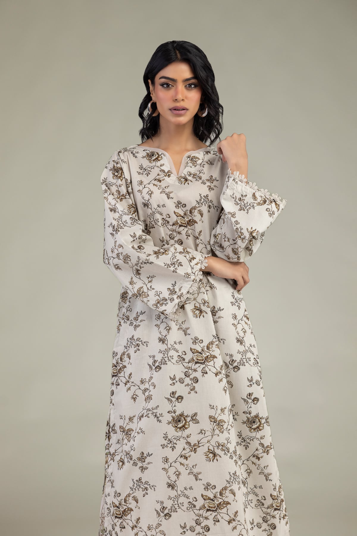 Embroidered Cambric Floral Cambric Kurta - 1-26-240-A-I1-VG