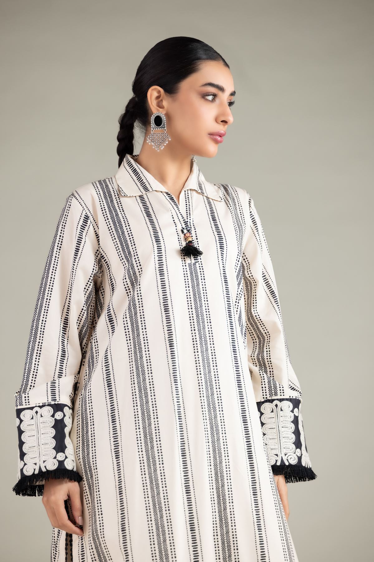Embroidered Cotton Viscose Kurta - 1-26-125-A-D-VG