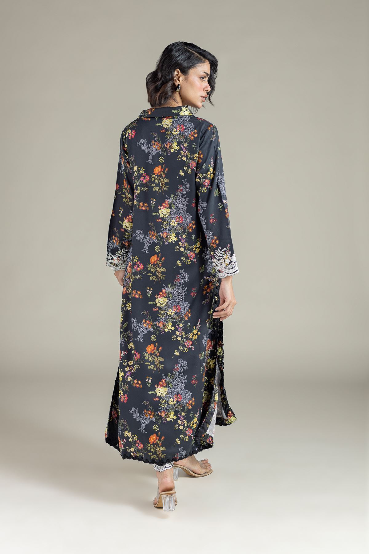 Embroidered Marina Floral Longline Kurta - 25-10-11E6-08TA-VG