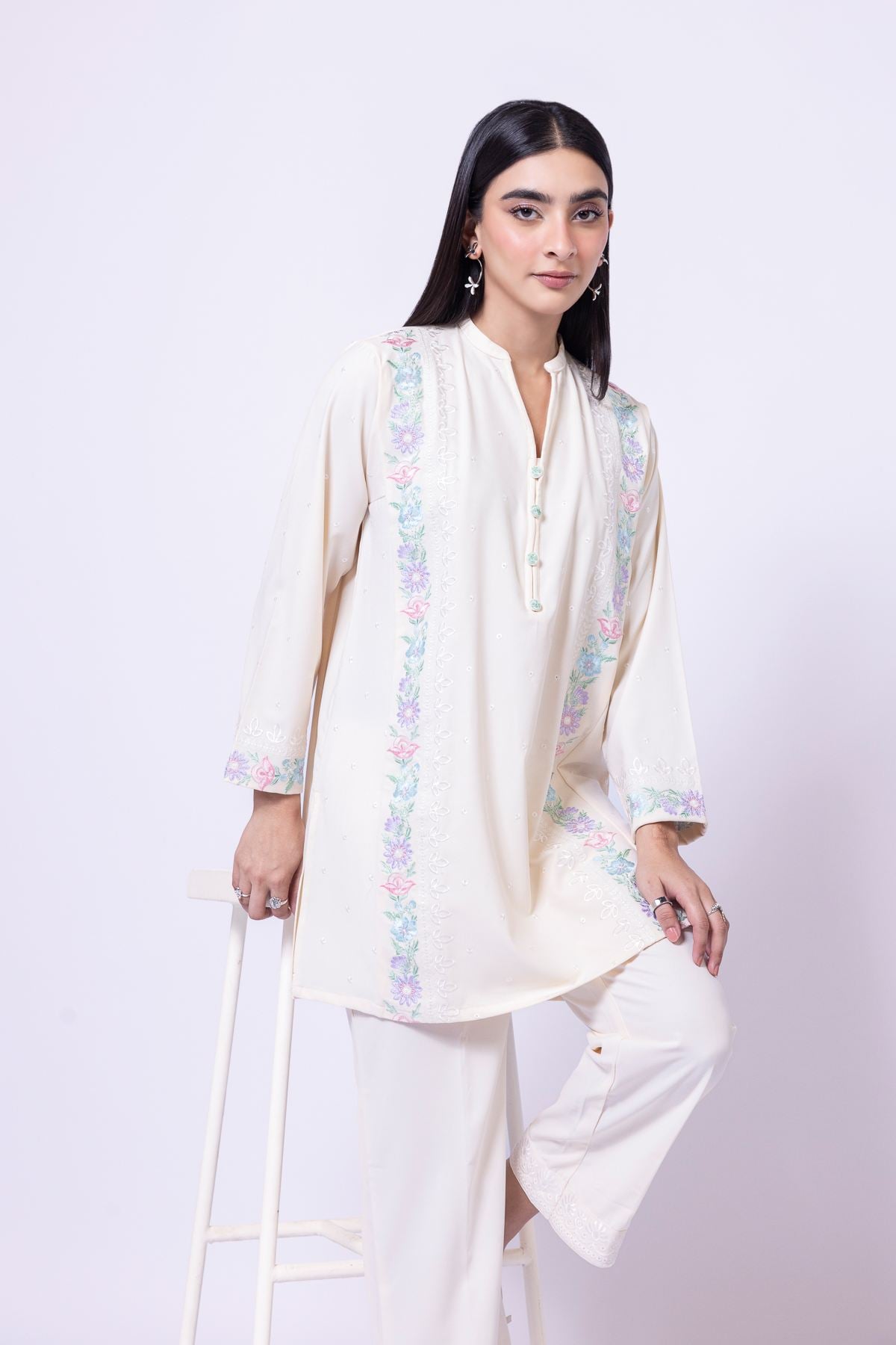 Embroidered Georgette Kurta - 25-10-12E9-02TA-VG