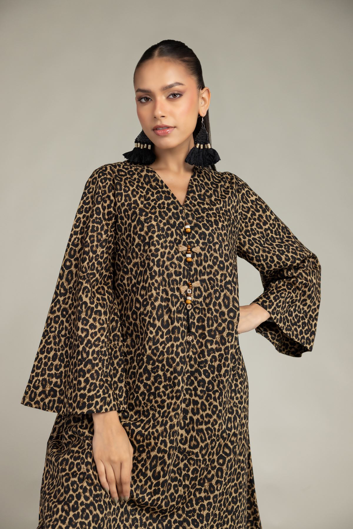 Printed Cambric Long Cambric Kurta - 5-26-105-F-C-VG