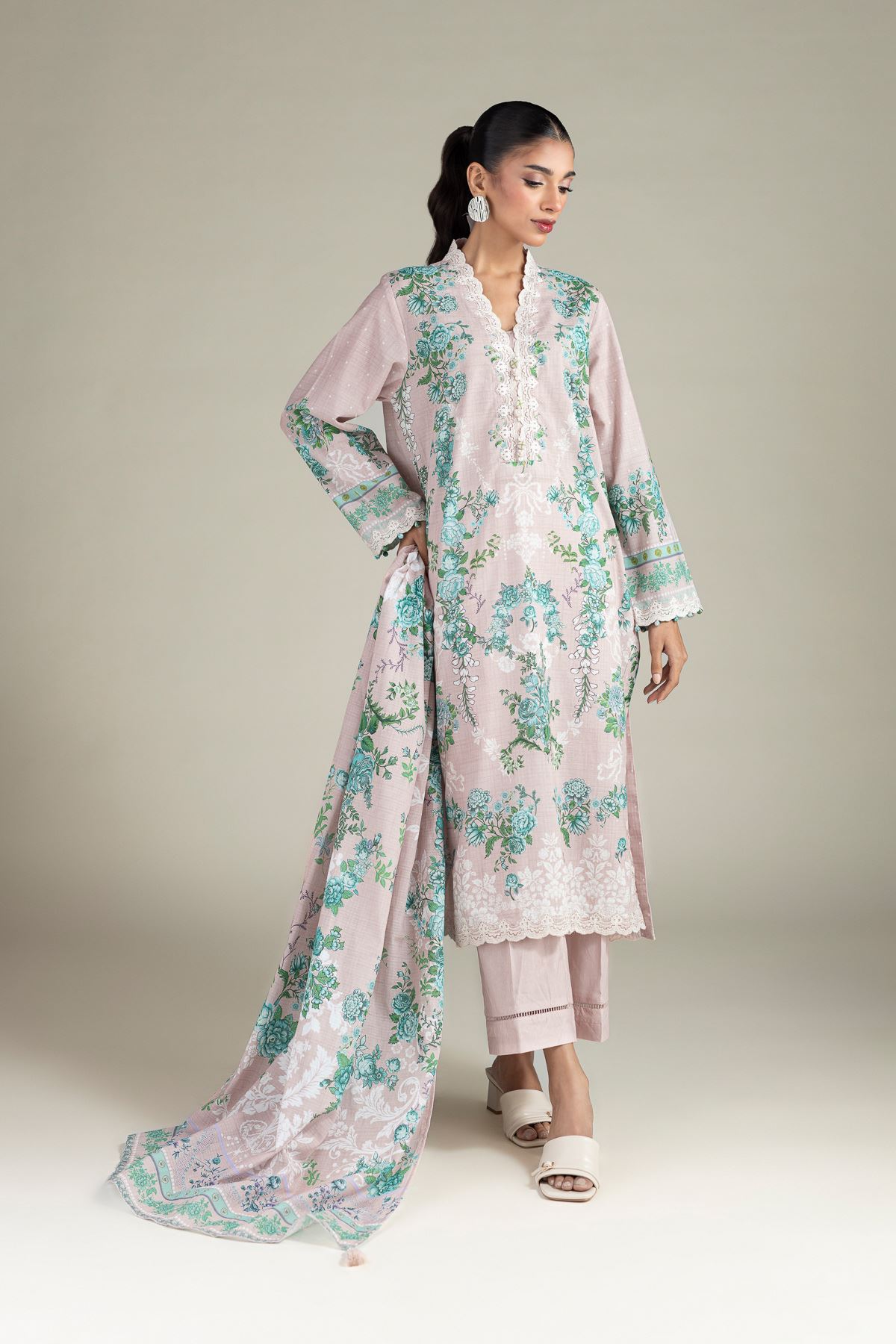 Embroidered Cambric Fabrics 3 Piece - 1001940060