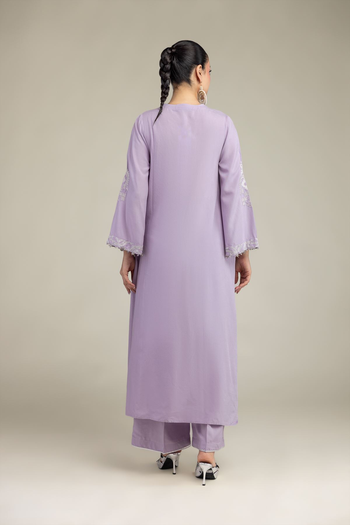 Embroidered Raw Silk Long Embroidered Kurta - T-A11-26-106FG1-VG