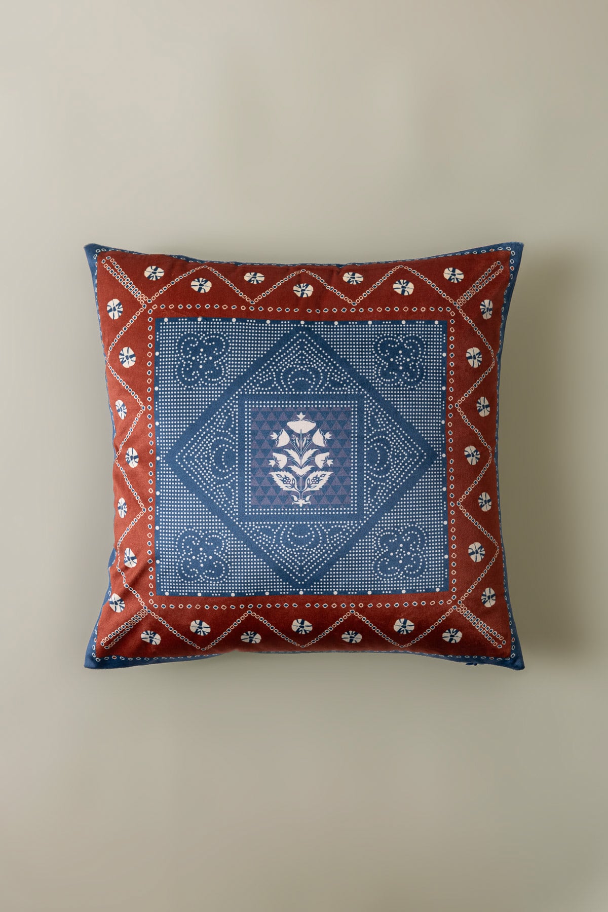 Printed Velvet 16x16in Cushion Cover - 2-26-202-A-D-VG