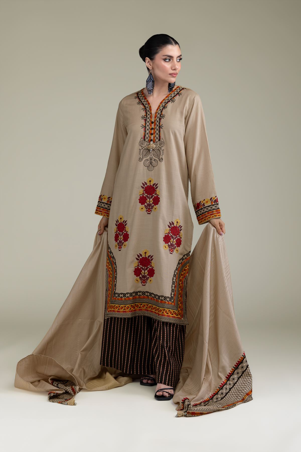 Embroidered Polyester Silk Silk Dupatta - 2-26-204-A-A1-VG