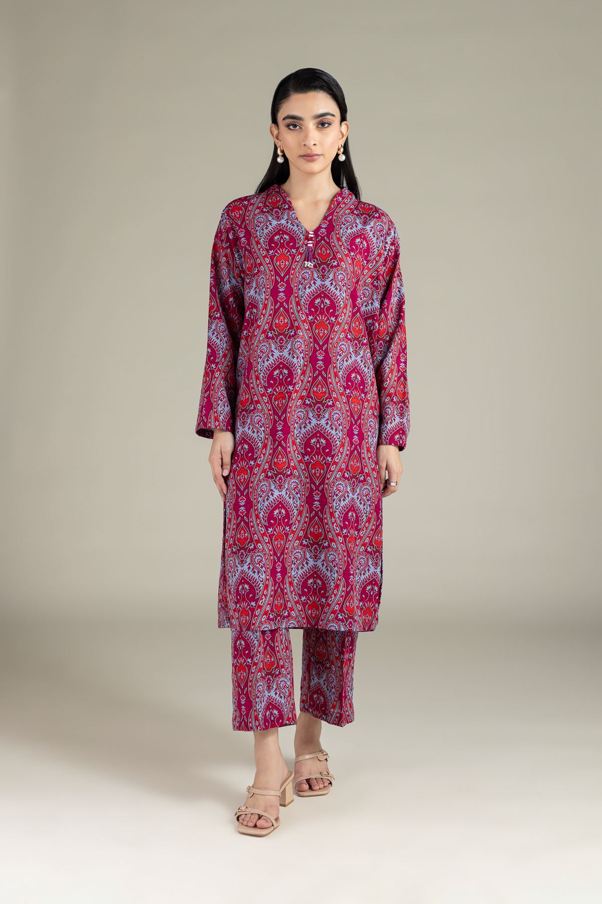 Printed Textured Cotton Kurta - 25-10-10S6-05TA-VG