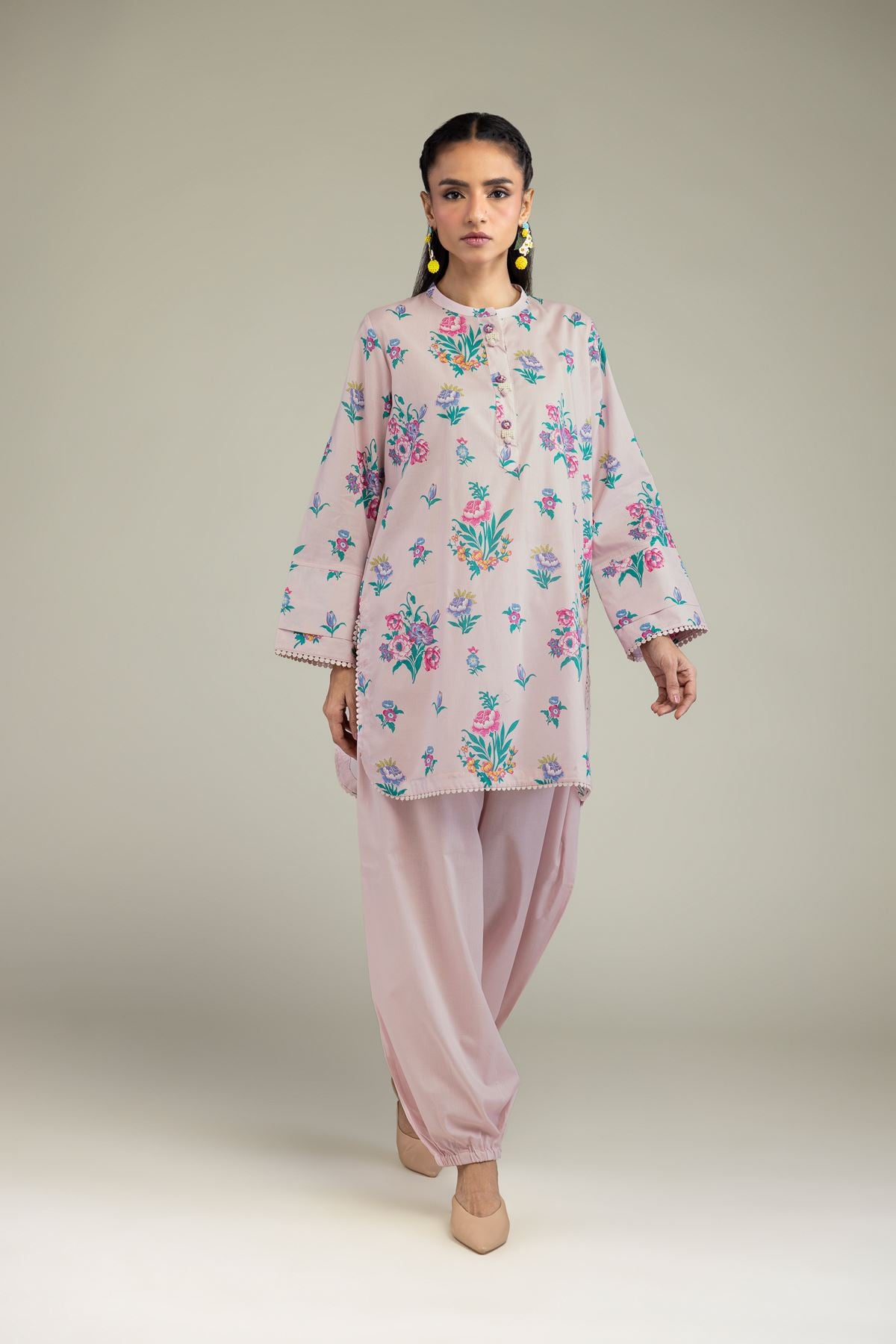 Printed Cambric Solid Pink Pants - 1-26-205-A-A1-VG