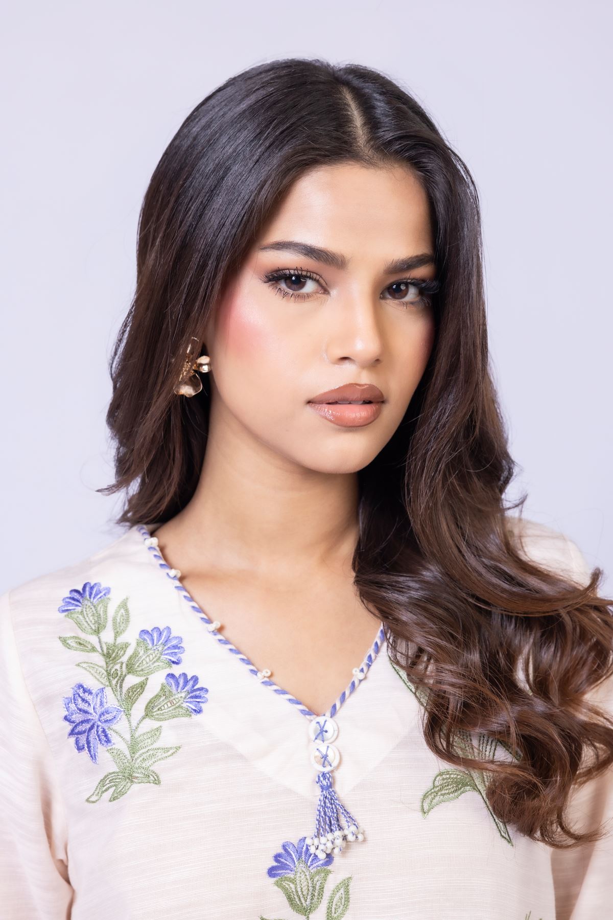 Embroidered Textured Cotton Kurta - 25-10-11E1-09TB-VG