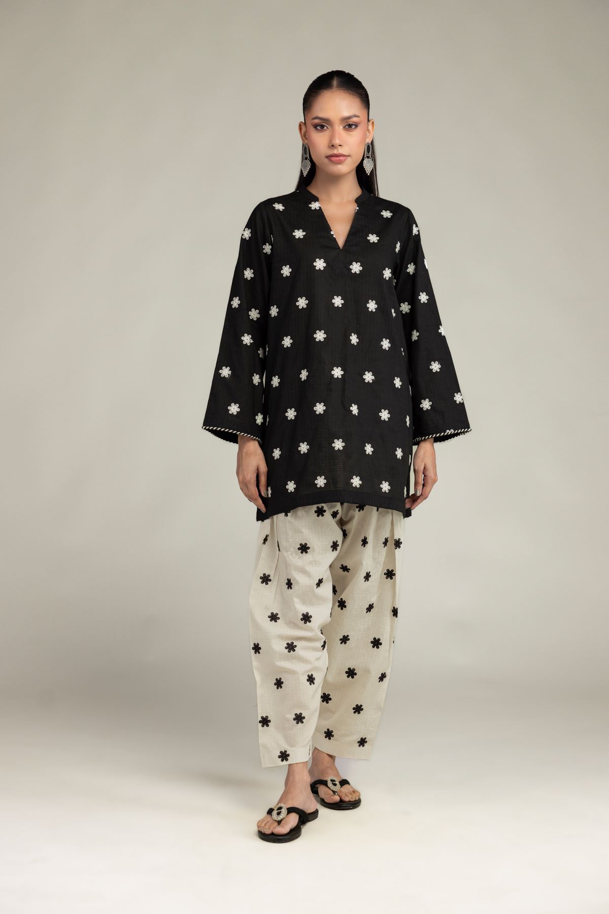 Embroidered Cotton Dobby Floral Cotton Shalwar - 1-26-245-A-B1-VG