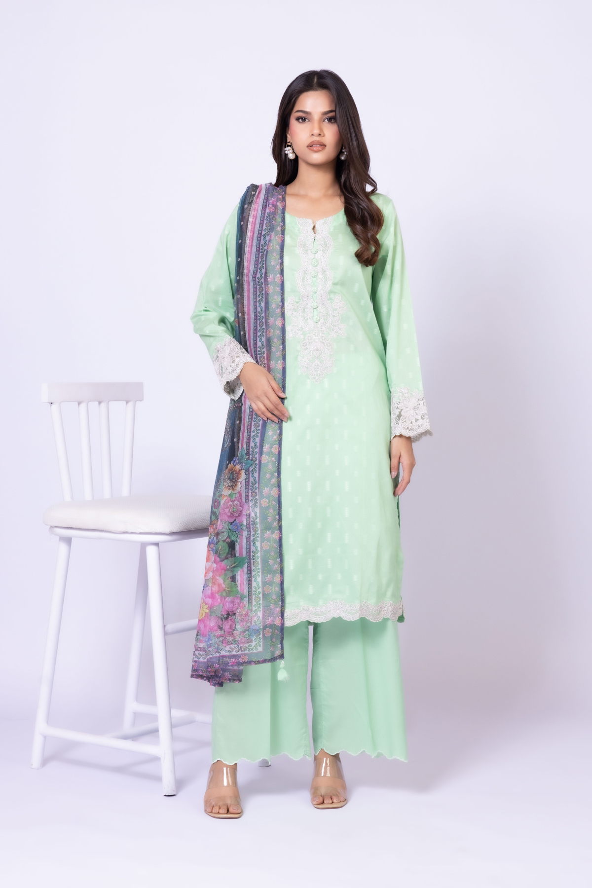 Embroidered Jacquard Kurta - 25-04E48-01TB-VG