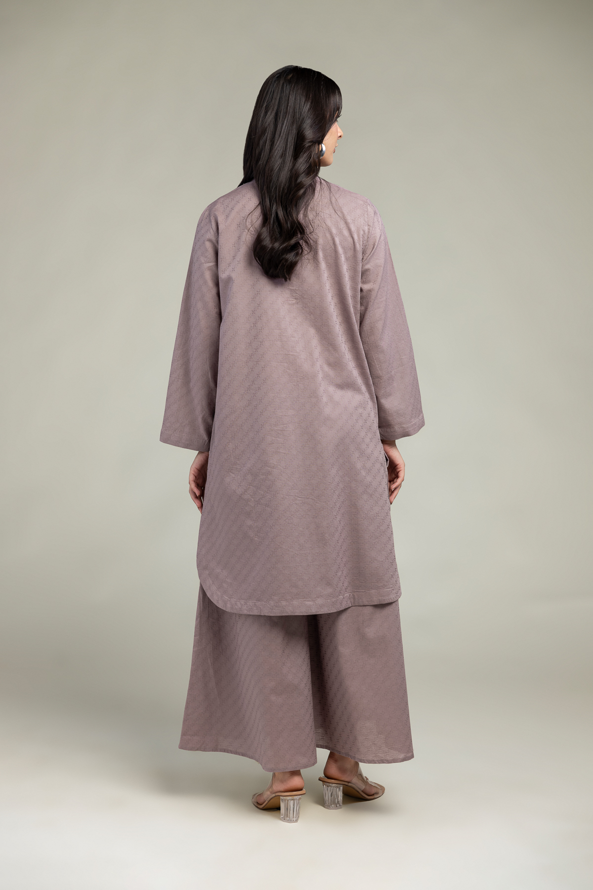 Dyed Cotton Dobby Cotton Longline Kurta - 2-26-308-A-G1-VG