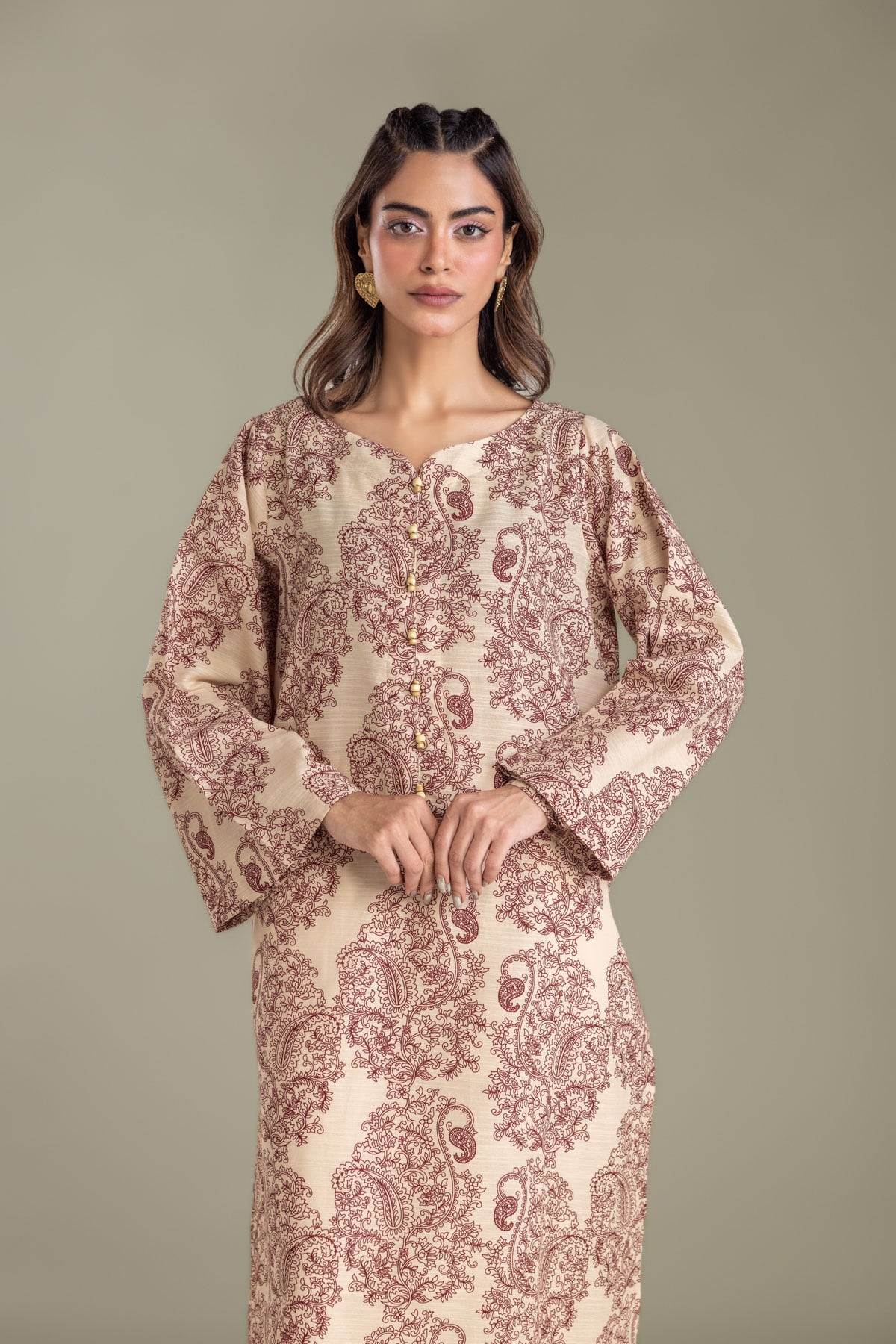 Printed Light Khaddar Tailored 1 Piece - 2-26-202-A-D-VG
