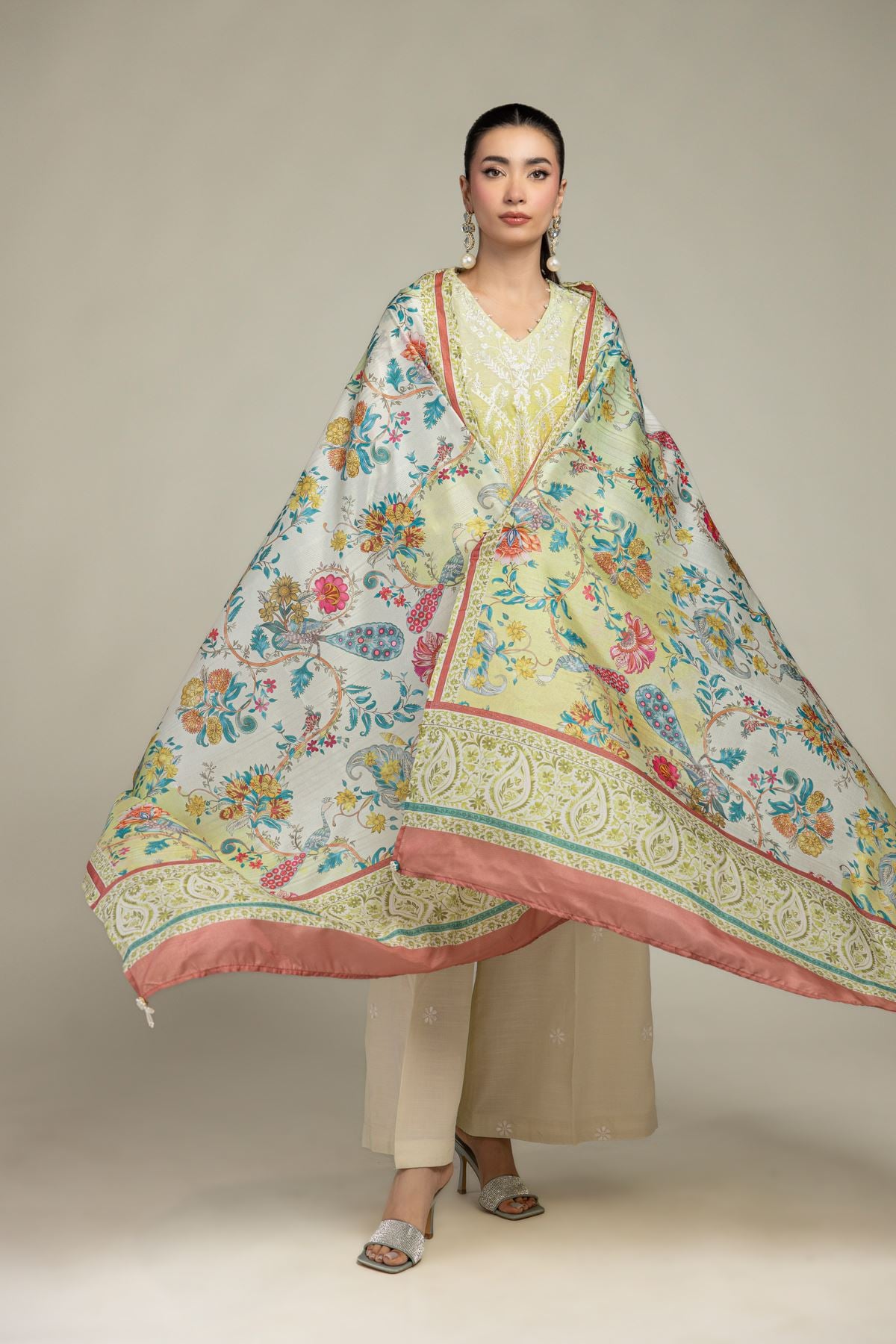 Embroidered Polyester Silk Silk Floral Dupatta - 2-26-207-A-J1-VG