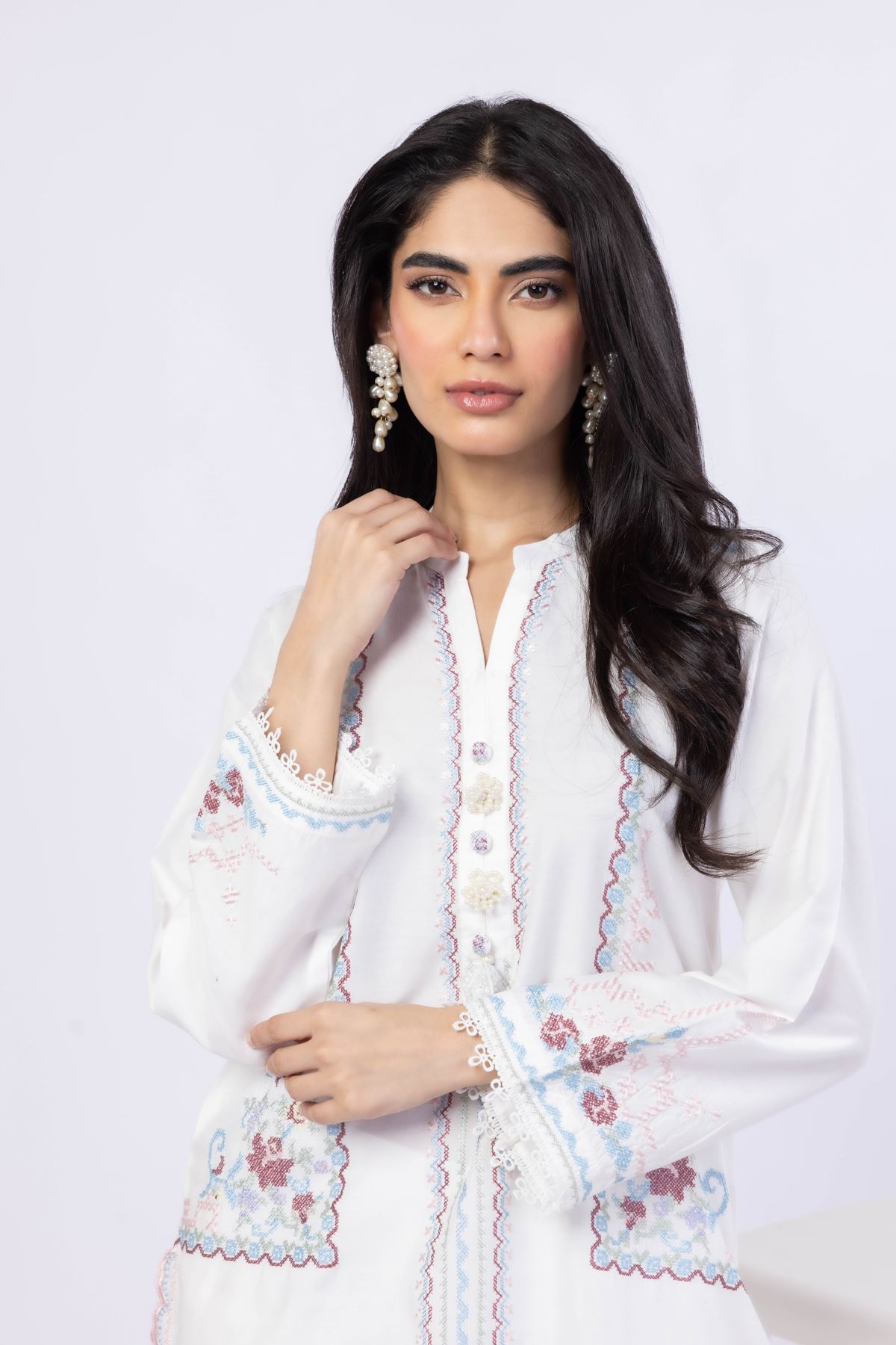Embroidered Raw Silk Kurta - 25-10-12E4-10TA-VG
