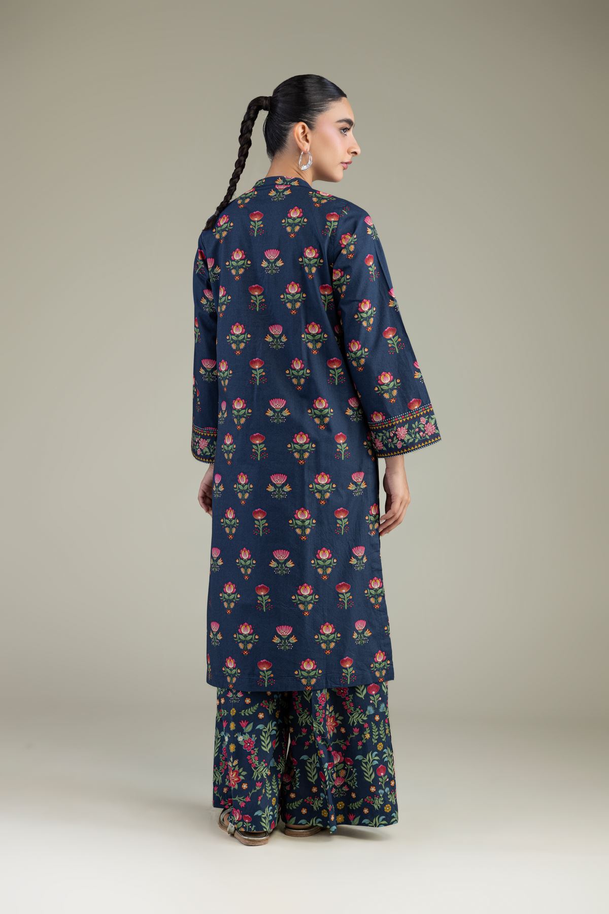 Printed Cambric Cambric Navy Kurta - 2-26-308-A-G1-VG