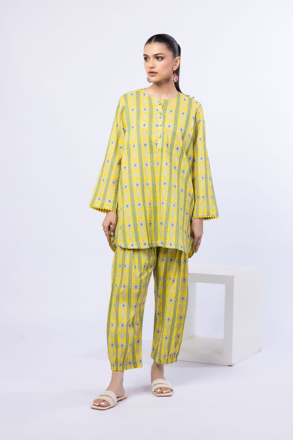 Printed Ripple Crinkle Kurta - 25-W02iB-02TA-VG