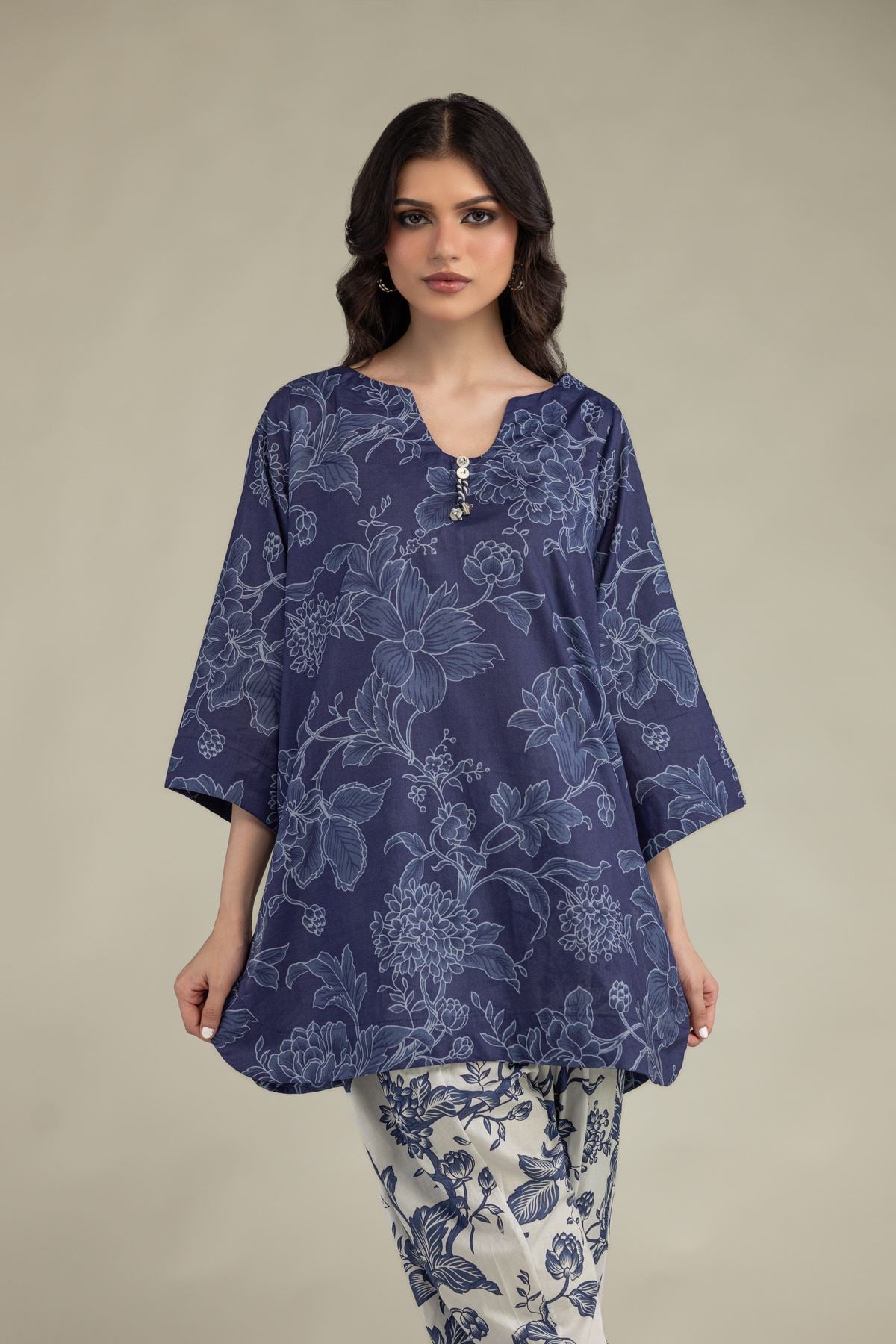 Embroidered Lawn Floral Lawn Kurta - 1-26-252-B-D1-VG