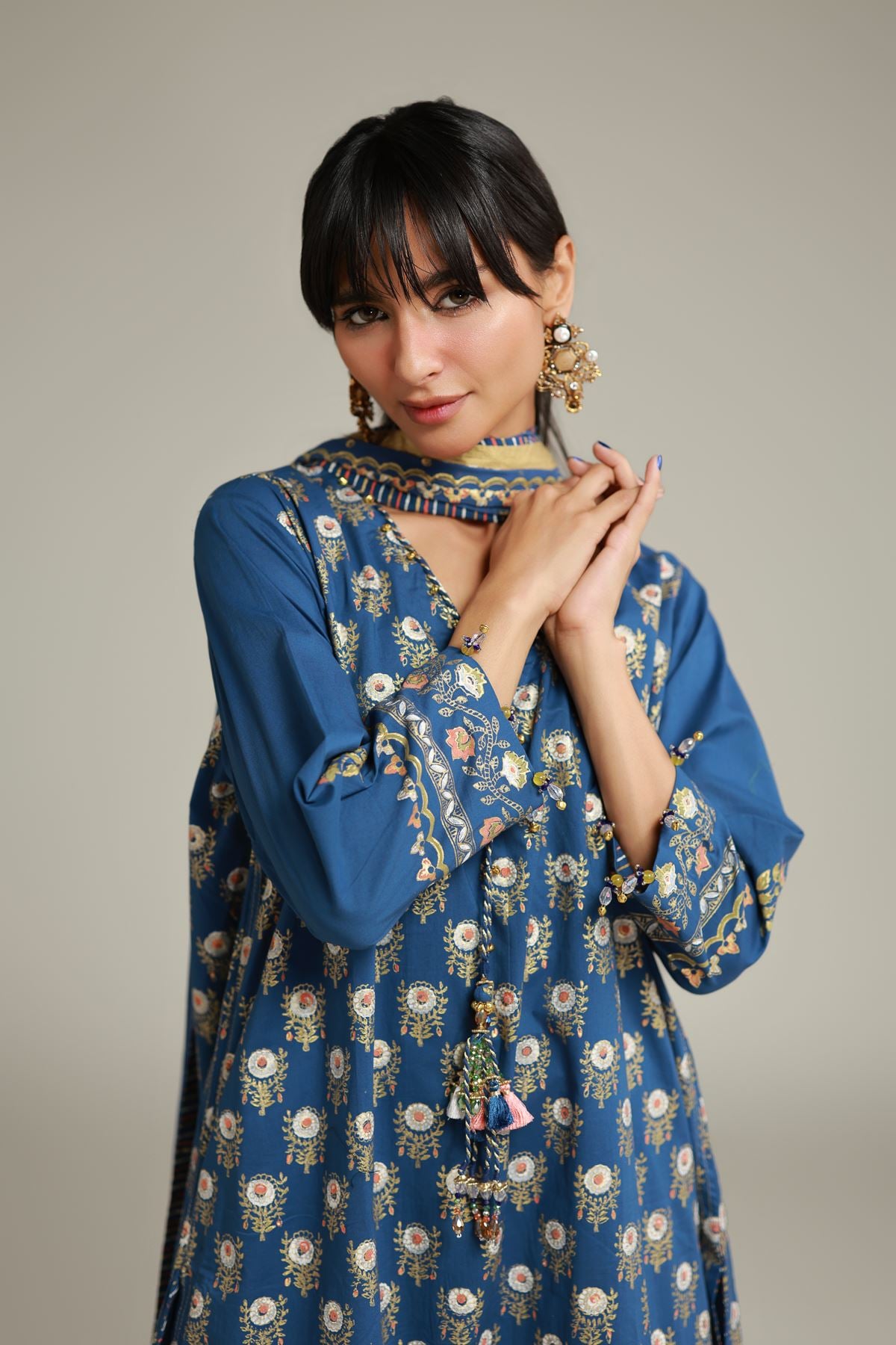 Printed Cambric Floral Co-ords Set - 12-26-115-F-B-VG