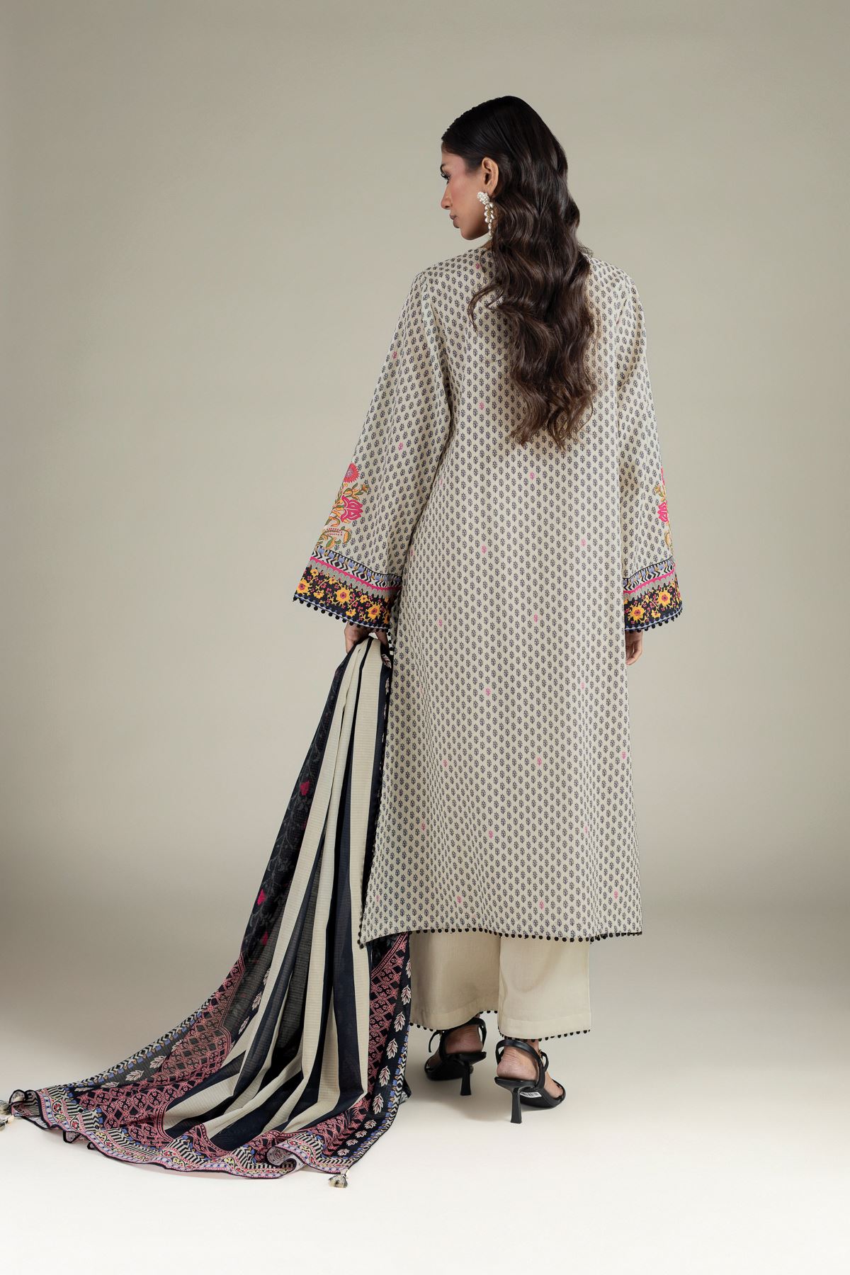 Printed Cambric Ready-Made 3-Piece Set - T-A22-26-107FA-VG
